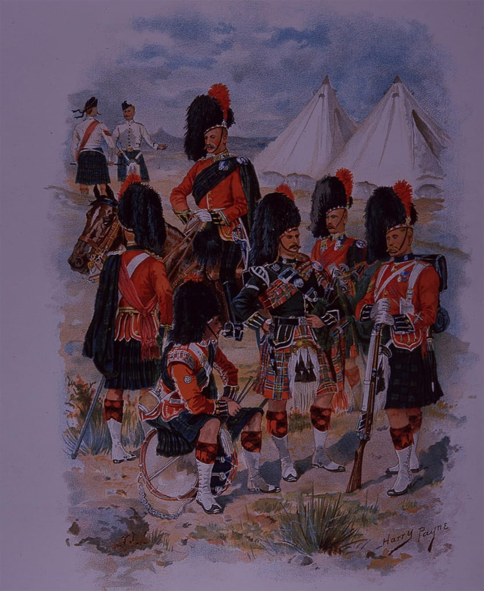 ARTXLXXBN Famous Painting Canvas Artwork Graffiti Print Black Watch Nd Royal by Henry A. Payne Portrait Canvas Image for Home Decor 60x90cm