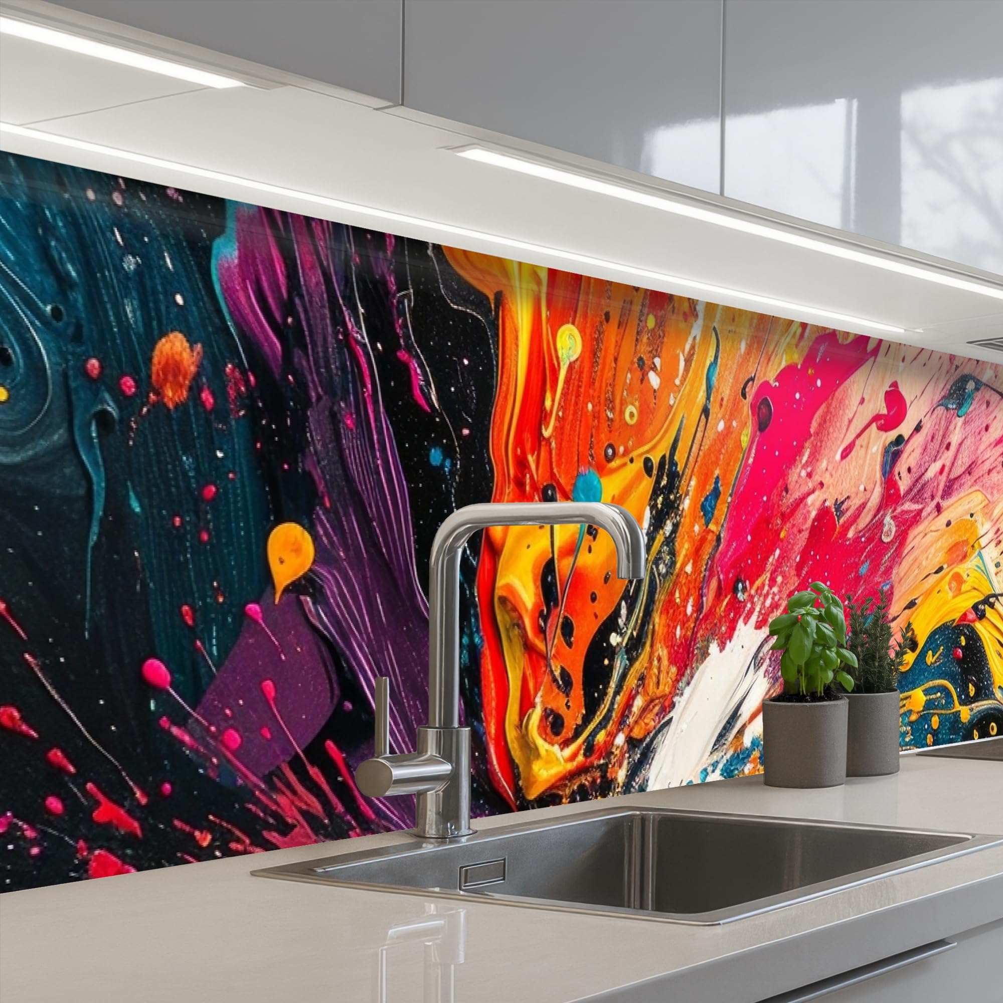 KitchenYeah© Paraschizzi Cucina Adesivo 60x250 cm Pannello Parete per Paraspruzzi Adesivi Muro Colori - Vernice - Modello