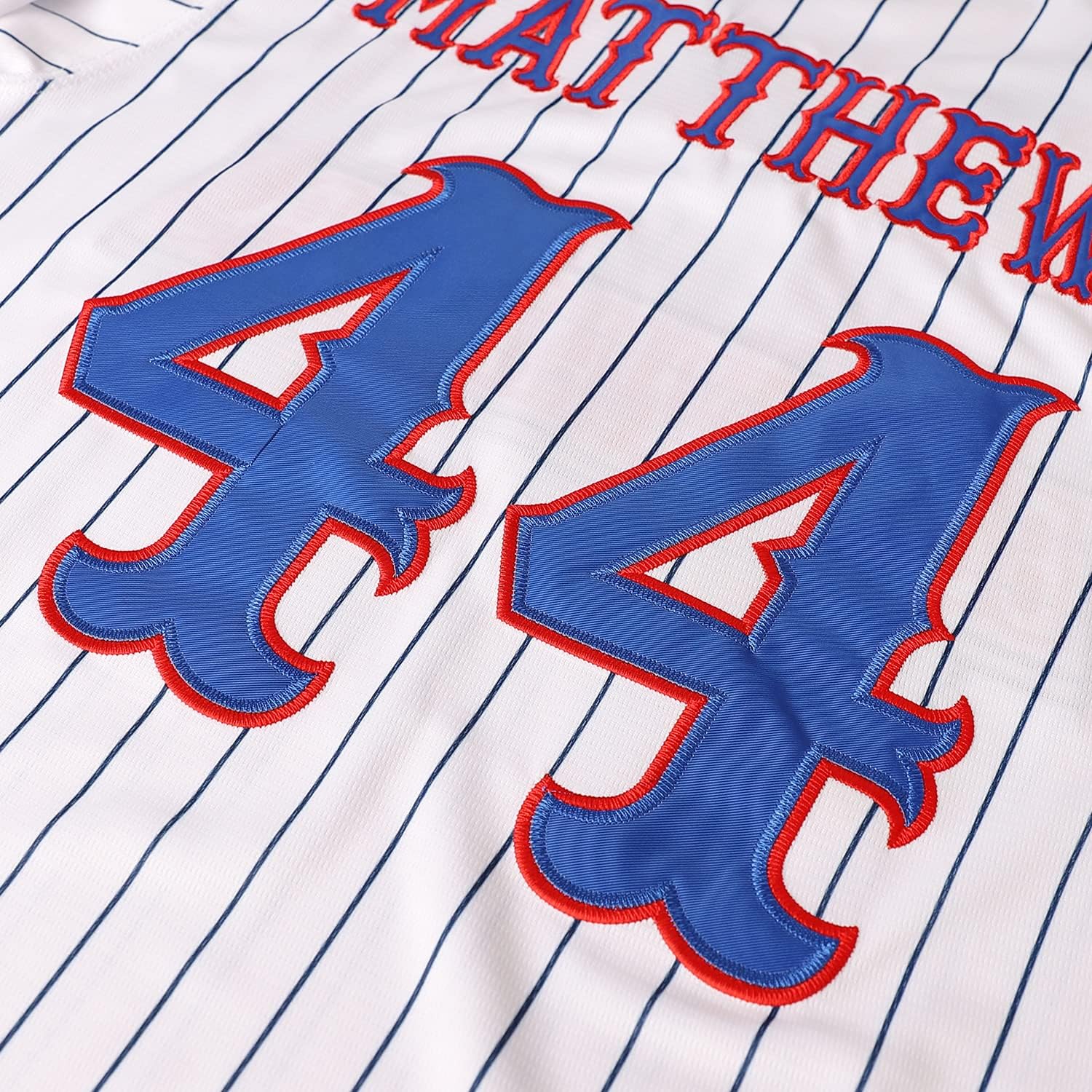 Benchwarmers Jersey 32 Howie Goodman 68 Reedy 82 Richie Goodman 44 Matthews Stitched Men's Pinstriped Baseball Jersey (44 White, XX-Large) - Image 4