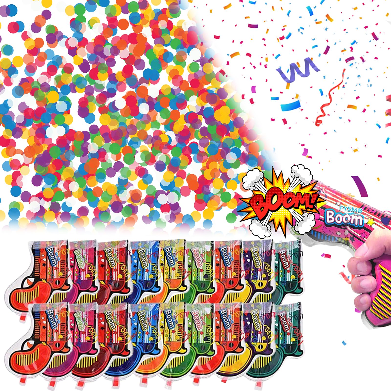 MHDUYEG 20 Piezas Fuegos Artificiales de Pistola Inflable Party Popper Pistola Cañones De Confeti Confeticonfeti fiesta Biodegradable Adecuado Para Cumpleaños, Fiesta de Boda
