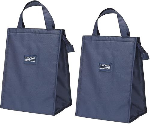 PATIKIL Bolsas de almuerzo aisladas, paquete de 2 bolsas Bento reutilizables de 10 x 6 x 13 pulgadas, bolsas térmicas para el almuerzo, bolsas