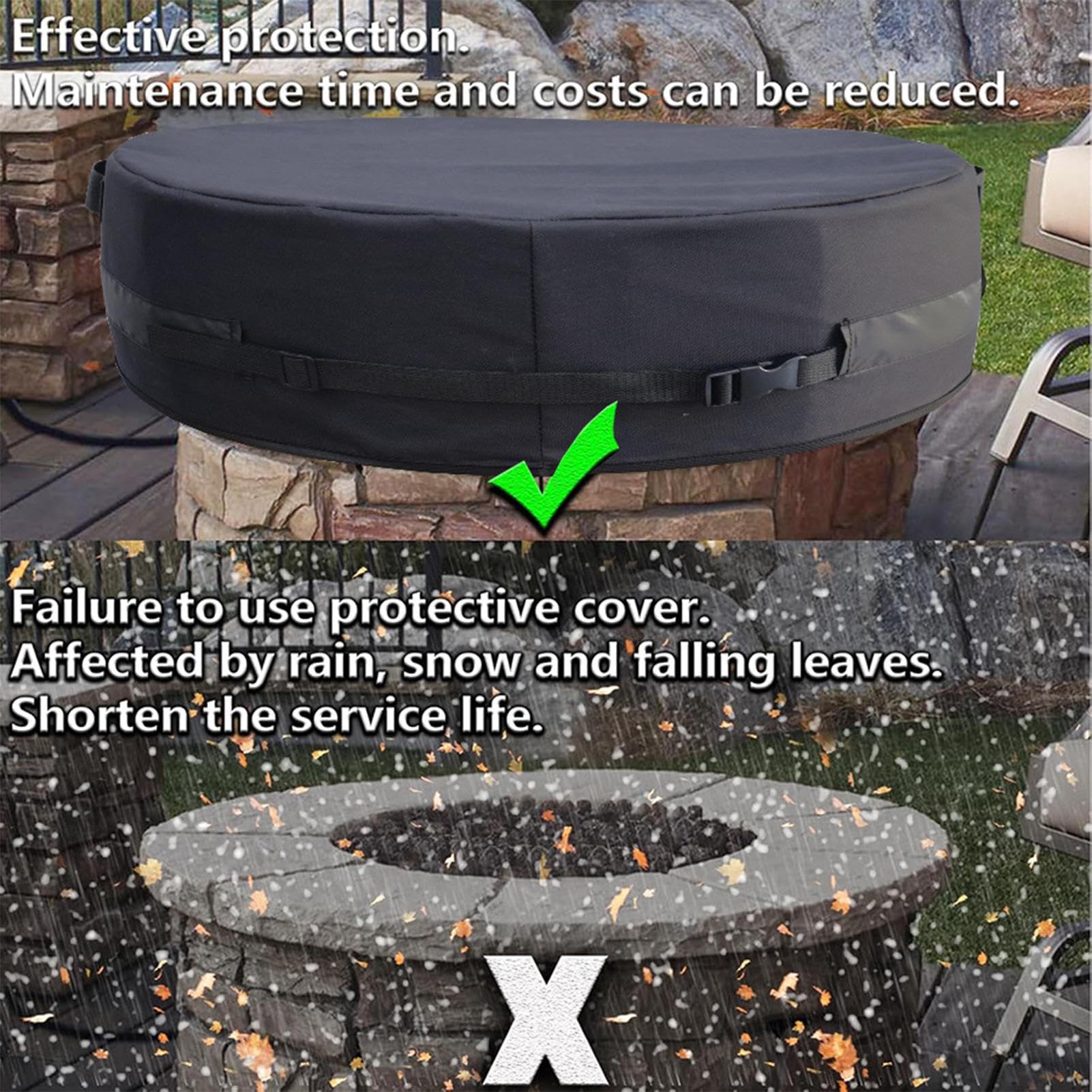 Copertura Per Braciere Da Esterno 600D Oxford Regolabile Resistente al e | Copertura Rotonda Per Braciere E Da Esterno per Giardino Cortile Patio Balcone Prato Prateria