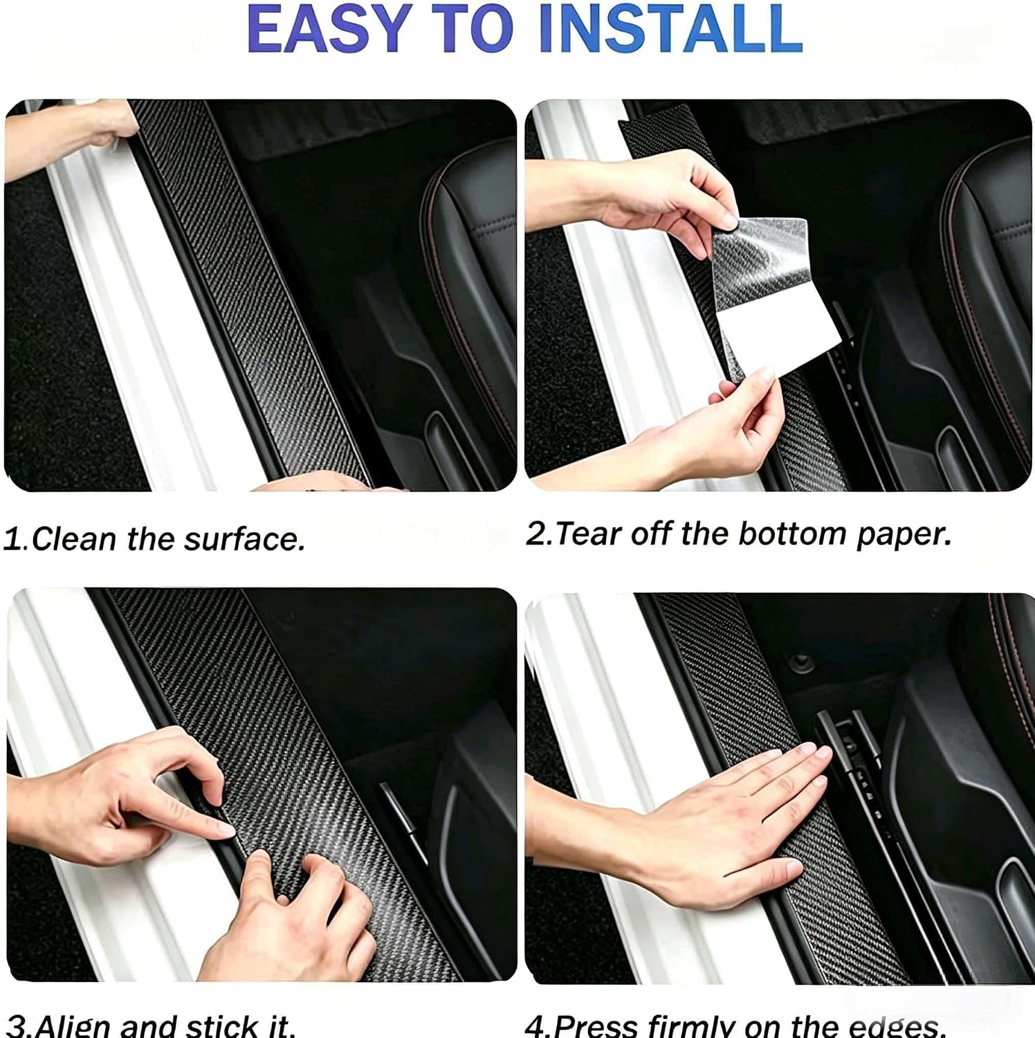 4PCS Car Door Sill Protector,Anti-Scratch & Waterproof Car Door Sills Scratch Protection,Universal Car Exterior Accessories Automotive Door Entry Guard for Car,Truck,SUV