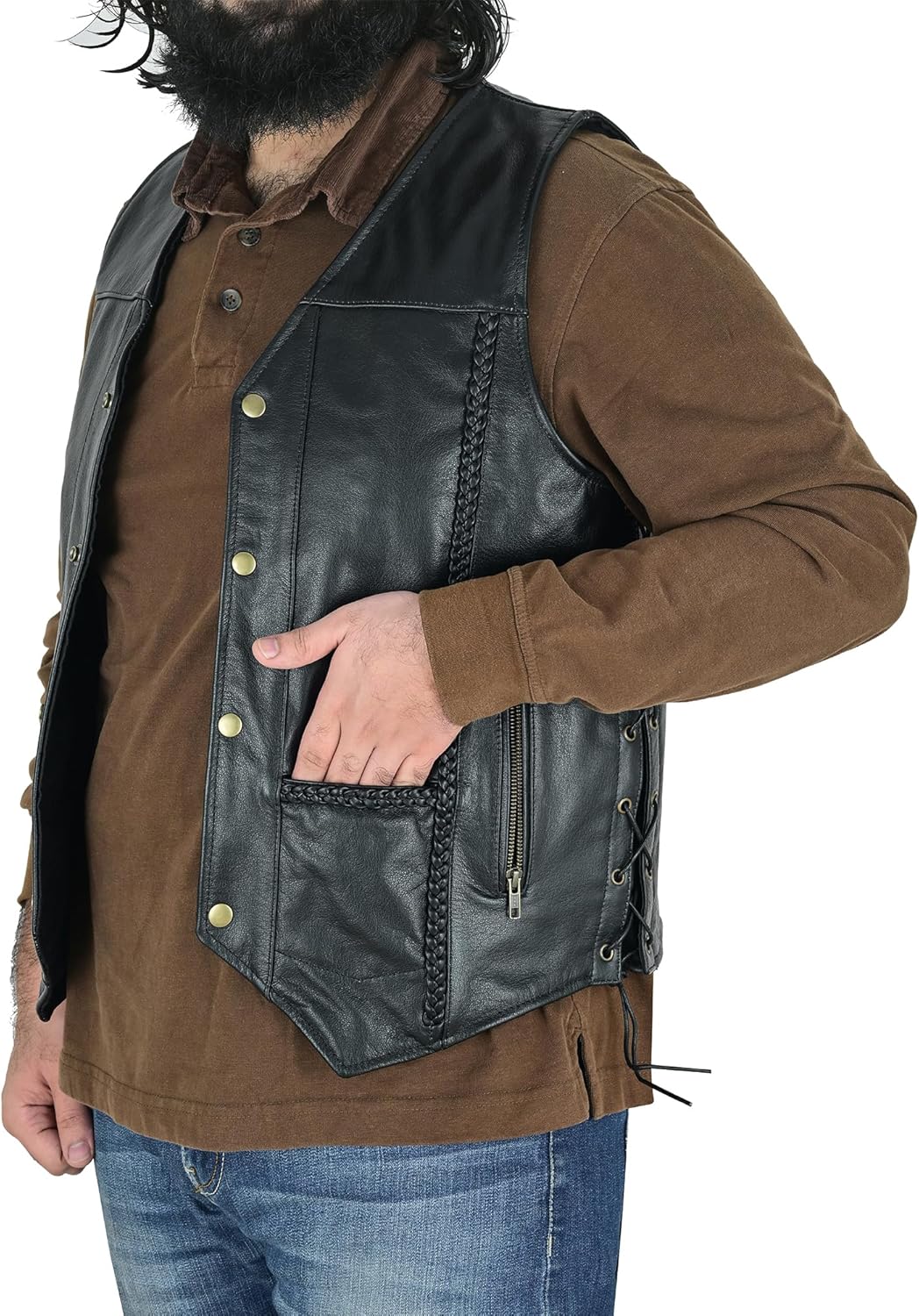 Men's Motorcycle Motocross Premium Quality Sleeveless Leather Vest Biker Riders Motorbike Vests New