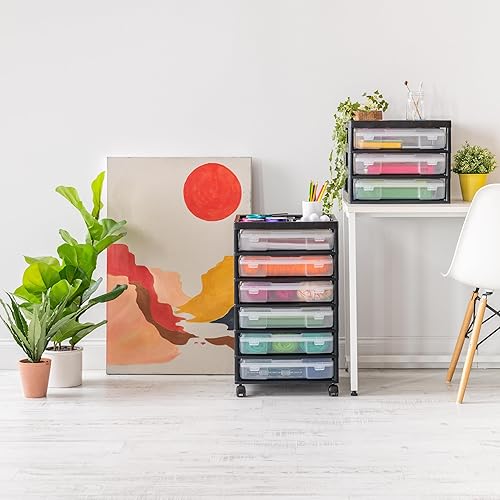 Miniatura 2 de IRIS USA 150816 Carrito para álbumes de recortes IRIS de 6 cajones con organizador superior negro