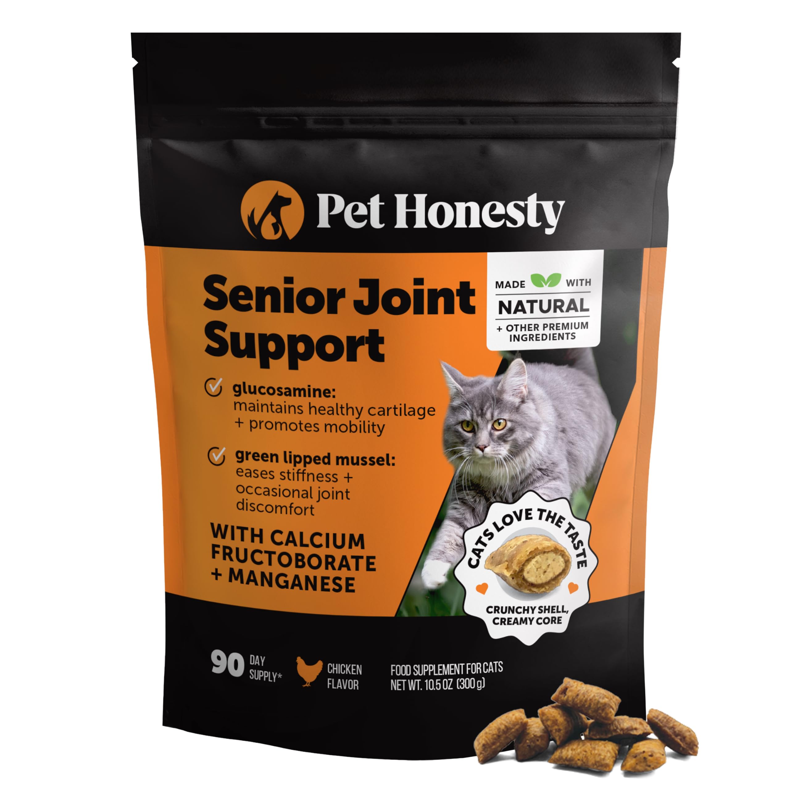 Pet Honesty Vet Backed Senior Cat Joint Supplement, Chicken, 900ct Chews