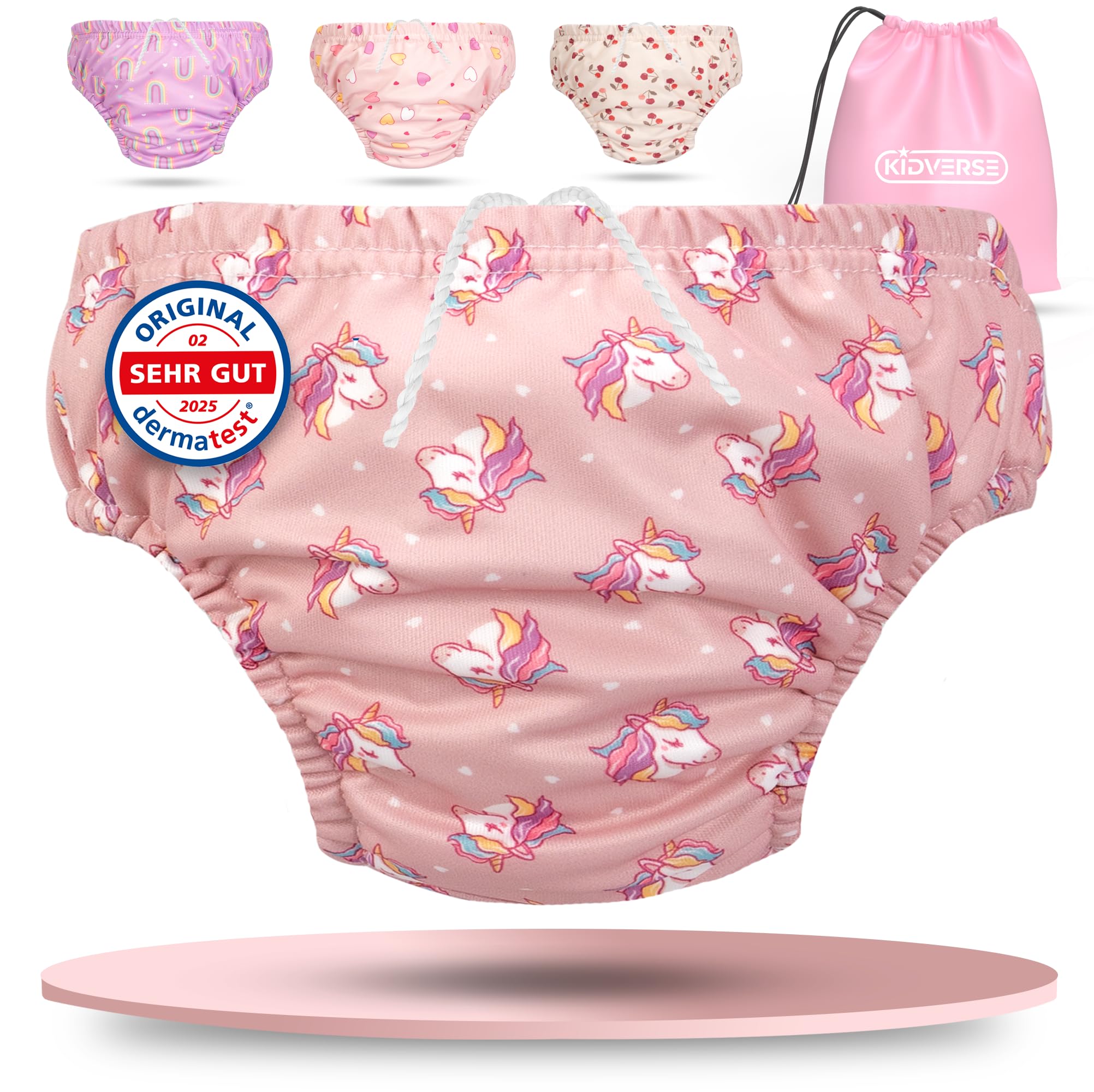 KIDVERSE Schwimmwindel Baby Badehose bis zu 6 Monate - Hautfreundliche Schwimmwindeln wiederverwendbar & saugstark - Badewindel Baby Schwimmhose inklusive Tragetasche