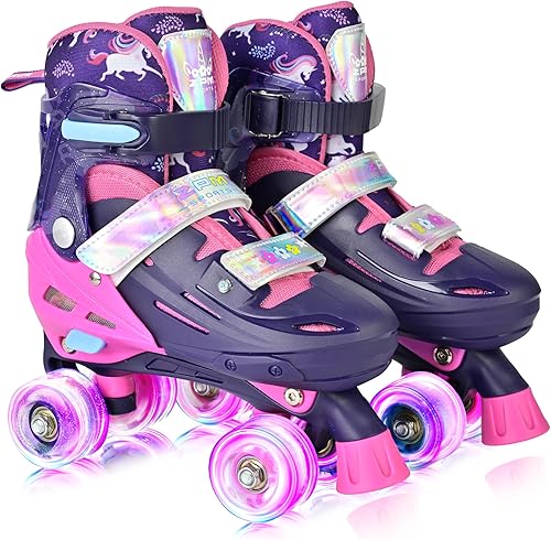 Miniatura 12 de 2PM SPORTS Patines de ruedas para niñas, niños y niños pequeños de 4 a 6, 5 a 8, 6 a 12, 8 a 12 años con ruedas iluminadas, patines ajustables para
