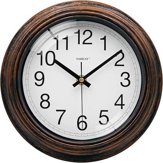 TAHEAT 8 . 5 Inch Wall Clock, Battery Operated Silent Non Ticking Vintage Gold Copper Kitchen Clock for TAHEAT 8.5 Inch Wall Clock, Battery Operated Silent Non Ticking - Vintage Gold Copper Kitchen Clock for Living Room, Bedroom, Office, Bathroom - Easy to Read Retro Decorative Wall Clocks