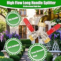 Vista 4 de EJW Manguera de jardín de latón resistente Splitte Divisor en Y al aire libre Divisor de manguera de flujo completo Divisor de grifo de mango largo