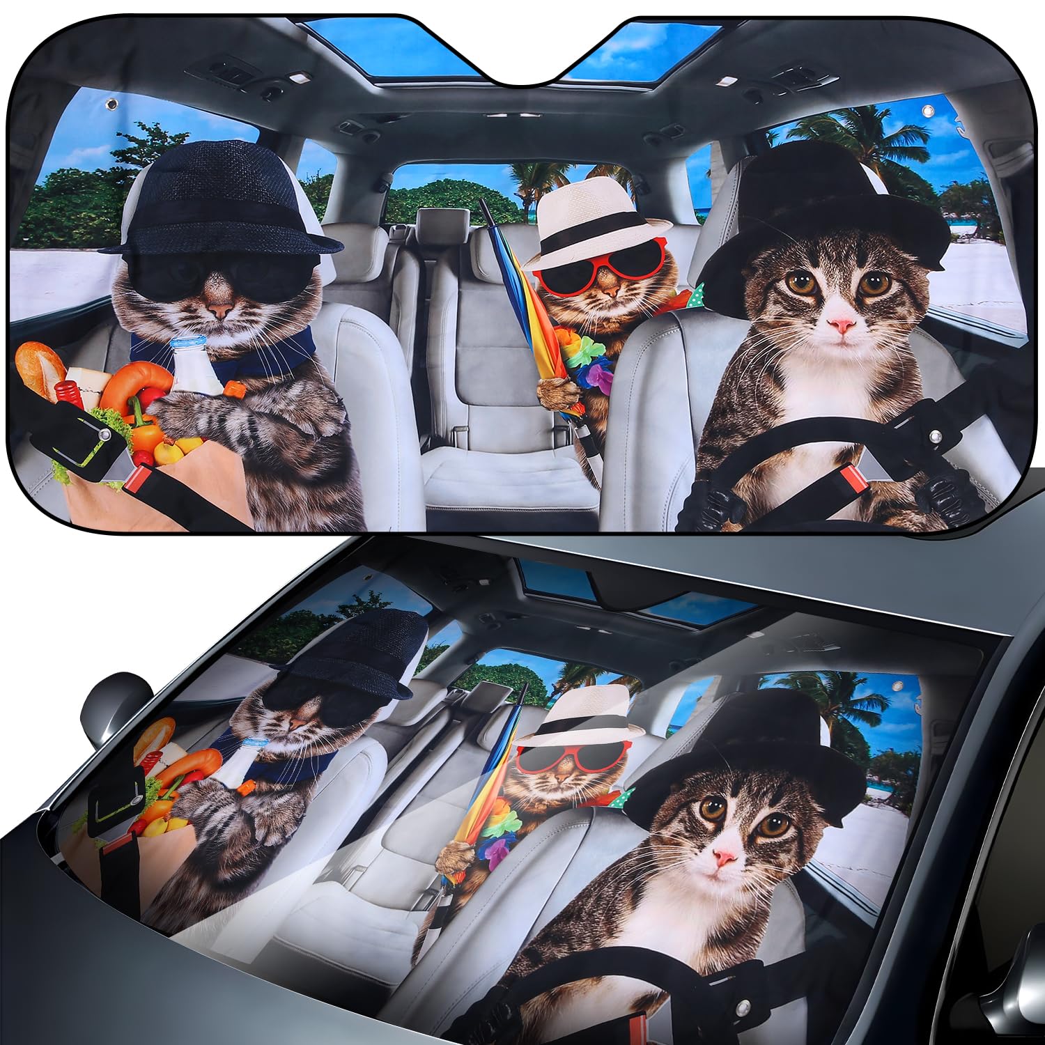 Parasol para Auto Parabrisas Interior,Parasol Luna Coche Protección Rayos UV Parabrisas,Plegable Sombrilla Resistir Los Rayos UV Pequeño,Parasol Delantero Coche,140 * 70cm para Autos Medianos/Grandes