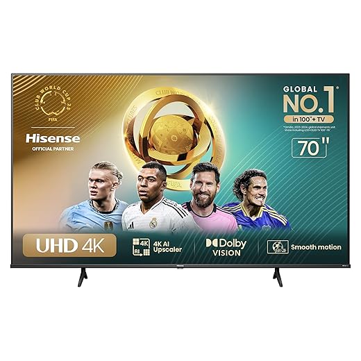 Hisense Smart TV UHD 4K DLED 70" Polegadas 70A6N com HDR10+ Dolby Vision Game Mode Controle por Voz Alexa Built-In AirPlay