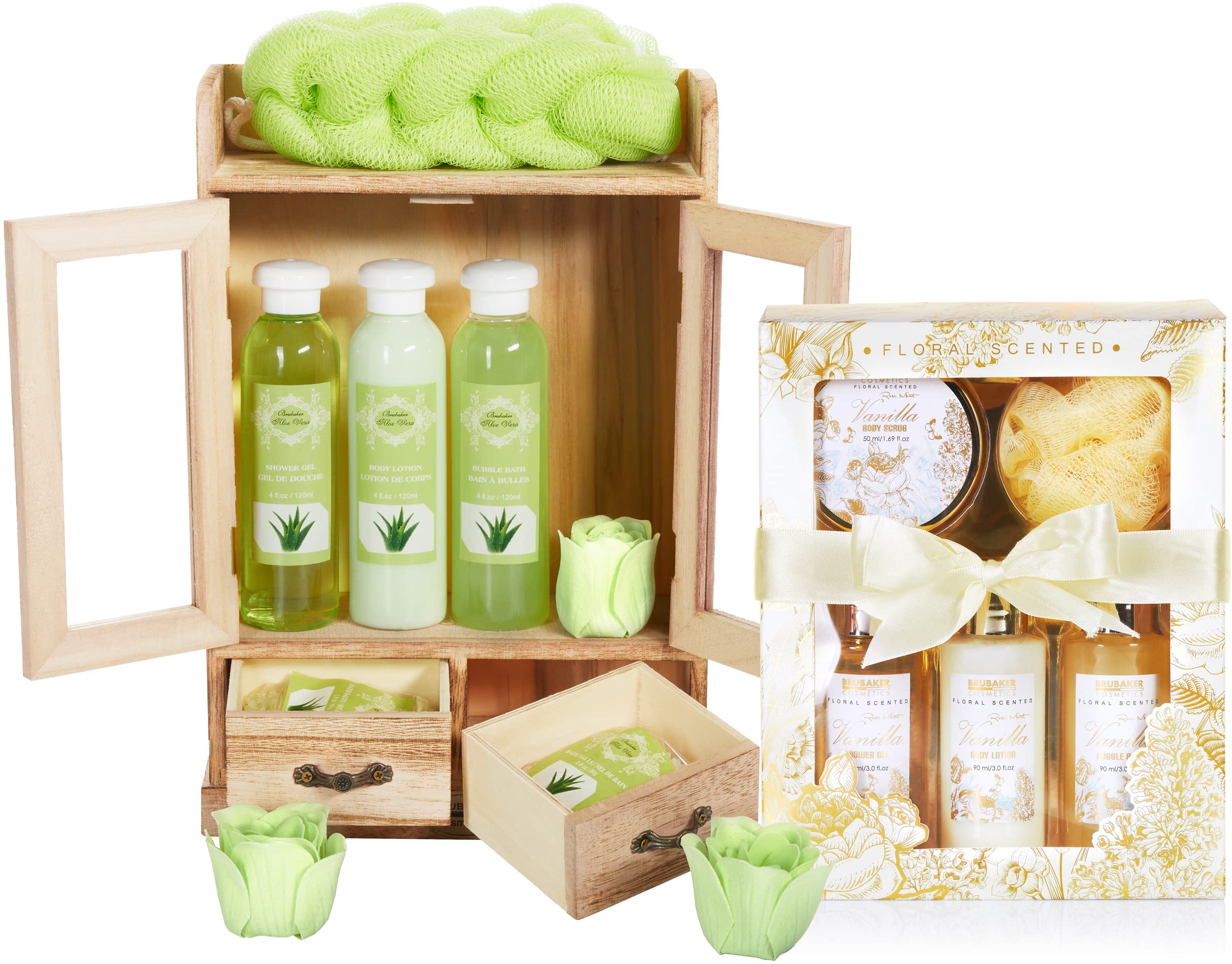 BRUBAKER Cosmetics Set de Cuidado 2 en 1 - Grande 15 piezas Kit de Bienestar - Set de Ducha y Baño para Mujer - Regalo de Belleza con Gabinete de Madera Deco - Vainilla Rosa Menta — view 16