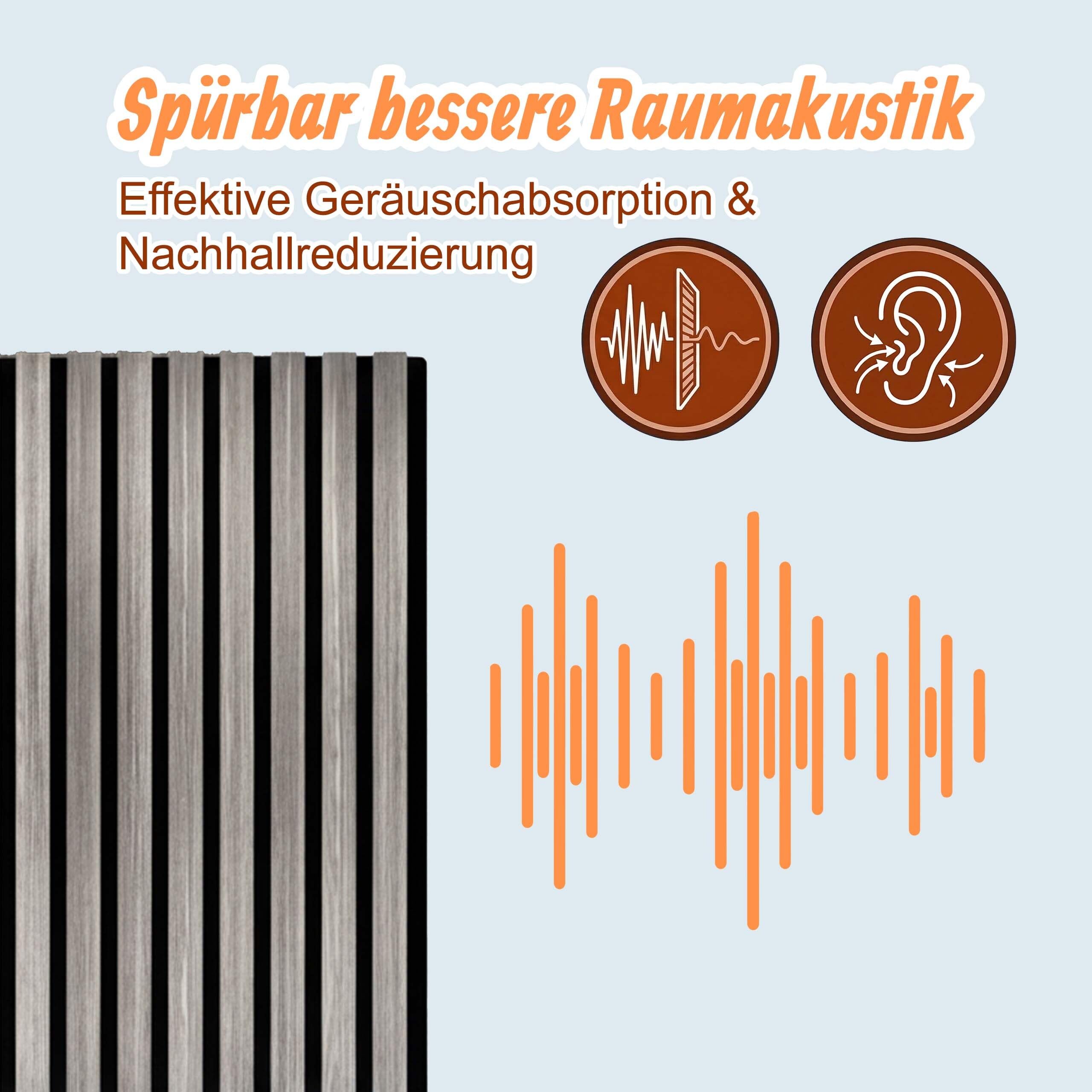 Relaxdays Akustikpaneele, 4er Set, 120 x 60 cm, Schalldämmung & Wandverkleidung, Eiche Furnier, Wandpaneele, dunkelgrau