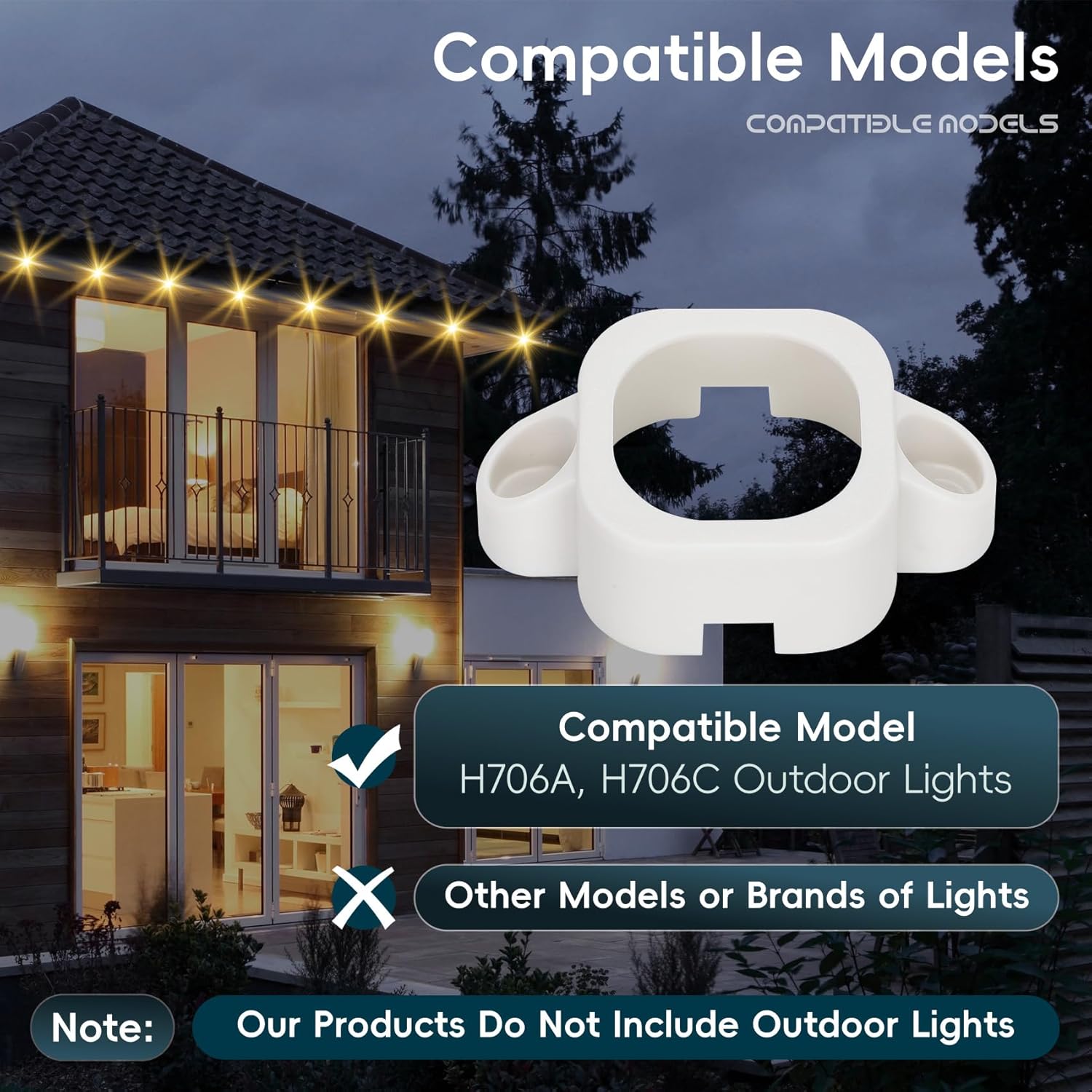 Mounting 120Pcs Brackets Compatible with Govee Pro H706 H706 H806 Outdoor Lights, Track Mount Kit for Govee Pro (White)