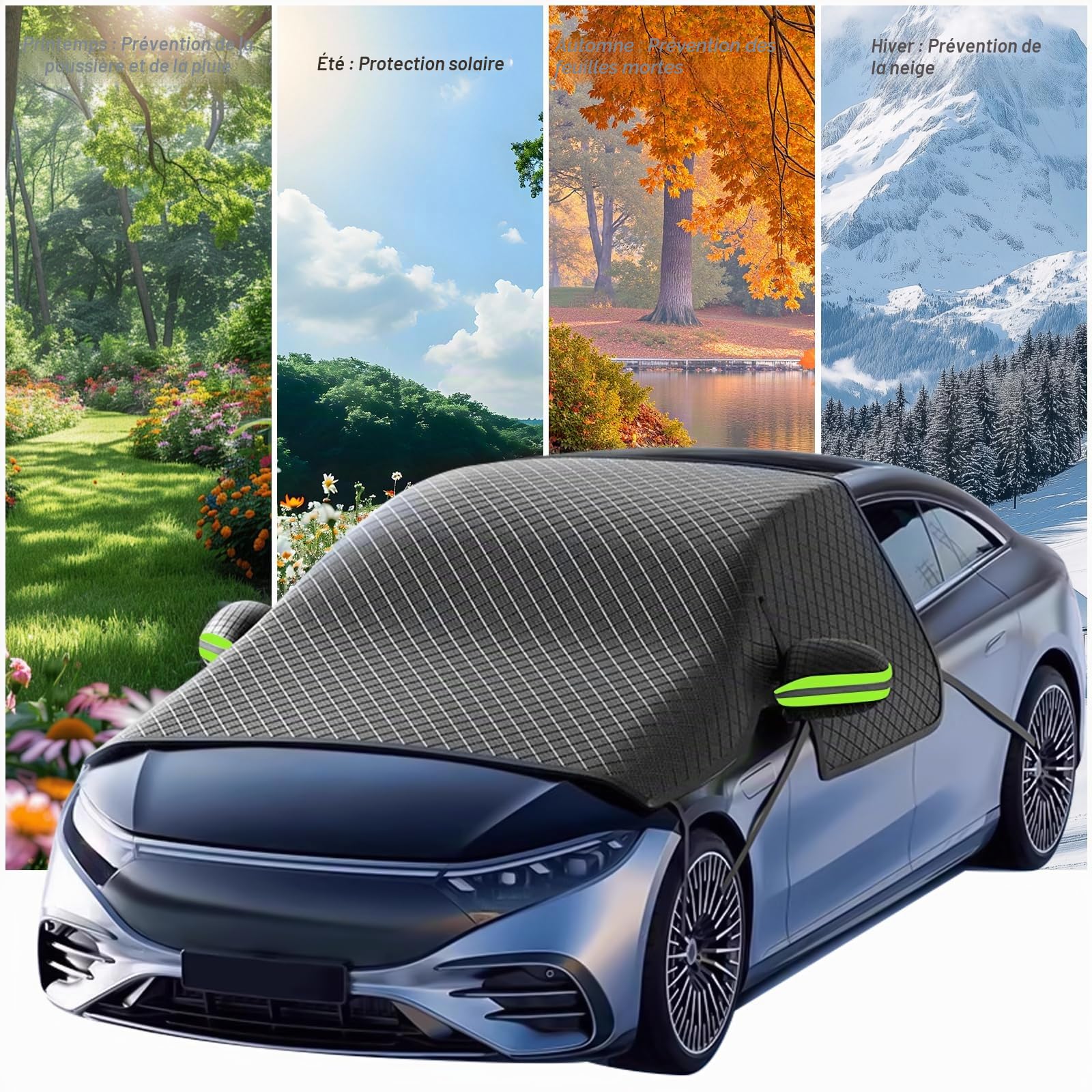Protege Pare Brise Givre Universelle, Repliable Protection Pare Brise Hiver, Résistant Aux Rayures Pare Soleil Voiture pour Plupart des Véhicules Anti Givre, Glace, Pluie, UV (258*148*114cm)