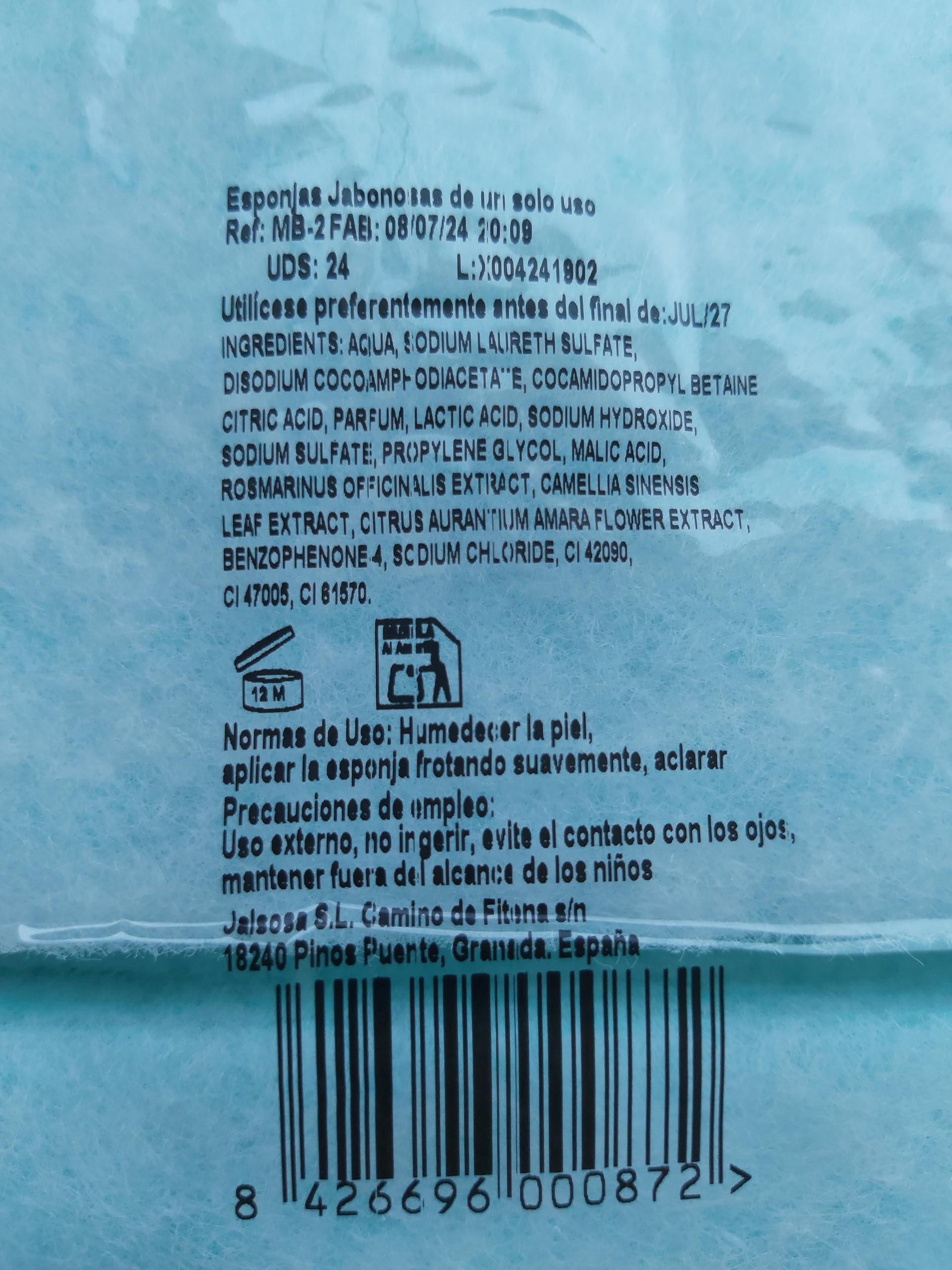 480 ESPONJAS JABONOSAS Desechables para niños y Adultos, higienica de un Solo Uso (Pack 480 Unidades) Medida 20x12x1