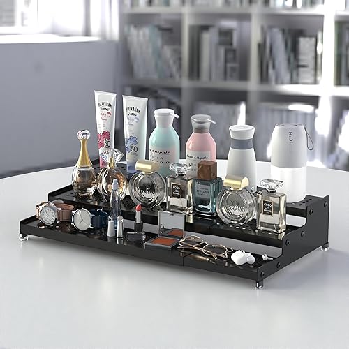 Miniatura 4 de Organizador de especias de metal para gabinete, estante de almacenamiento de especias expandible de 3 niveles, ideal para gabinete de cocina,