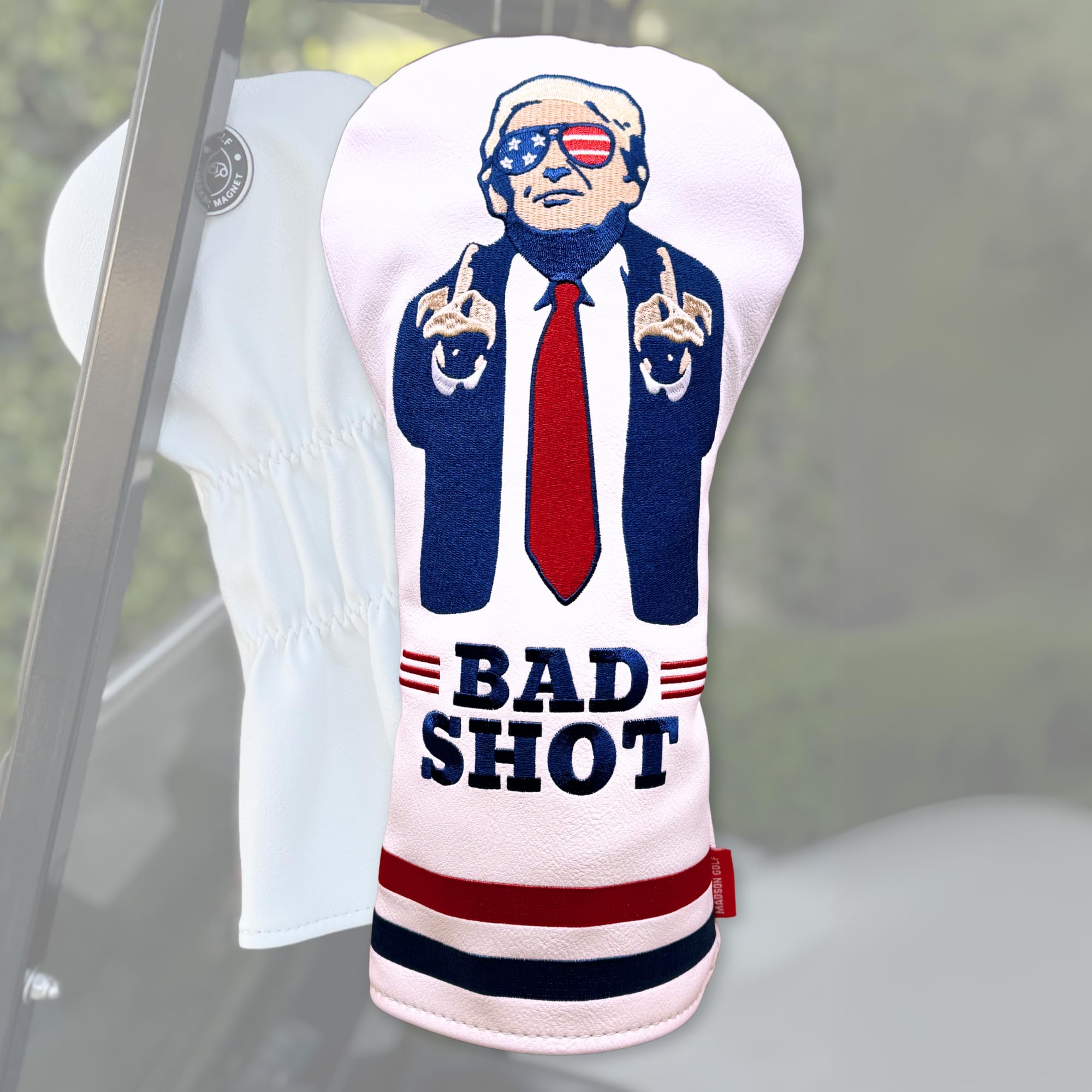 Funny Golf Head Covers Trump Bad Shot Driver Fairway Wood Putter Headcover with Madson Golf Cart Magnet for securing Golf Head Cover, Donald Trump Merchandise, Dad Gifts for Birthday (Driver)