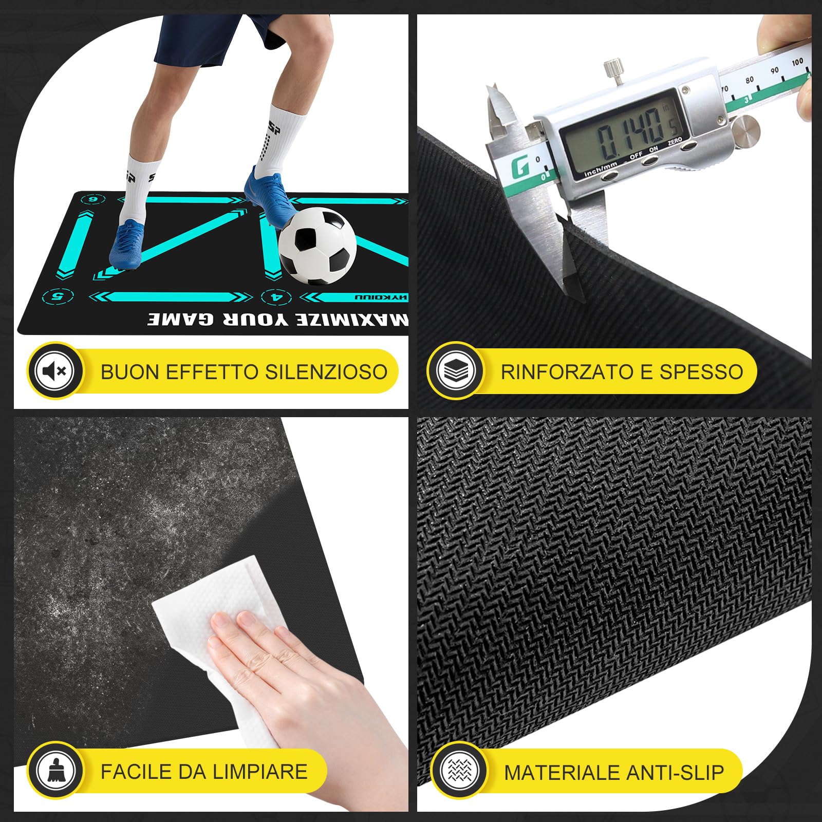Tappeto Calcio Allenamento con Video Inclusi Tappetino Agilità Accessorio Regalo Bambini