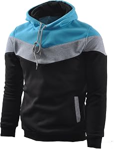 Mens Novelty Color Block Hoodies Cozy Sport Outwear