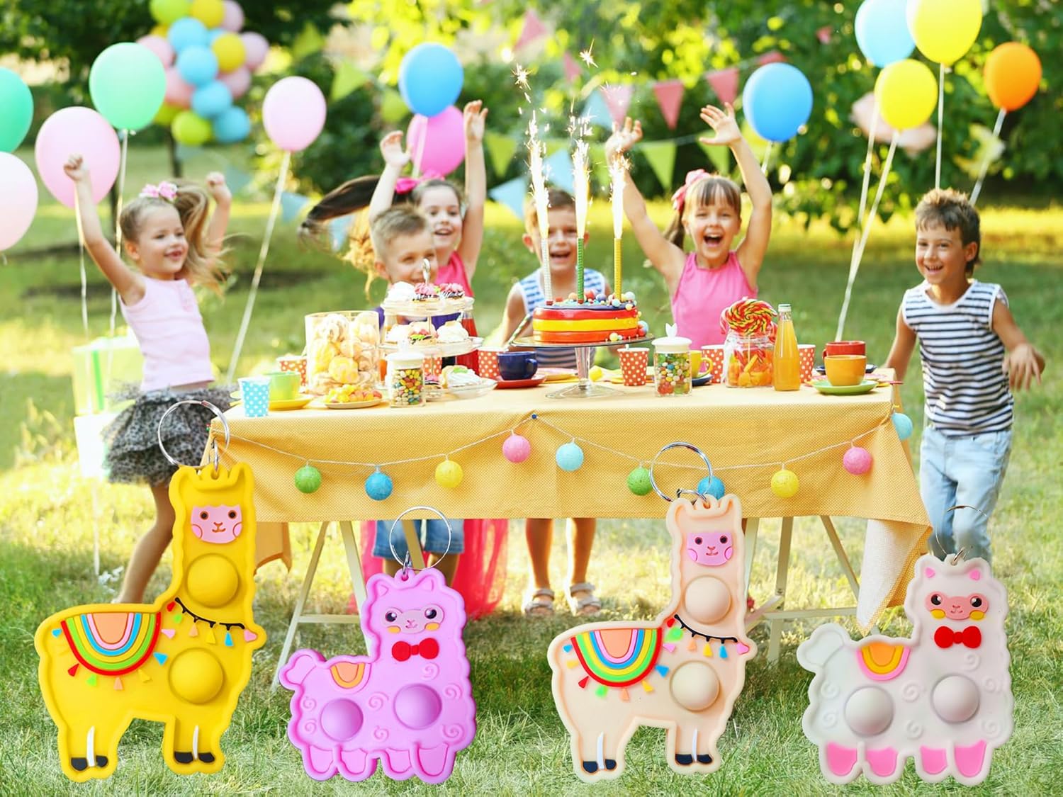 20 Packs Bulk Llamas Animal Fidget Mini pop Keychain，Friend Birthday Party Favors，Holiday Children Students Summer Prize Gifts
