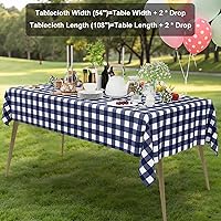 Vista 195 de Smiry Paquete de 10 Manteles Desechables de Cuadros Vichy Azules - 54" x 108" Mantel de Plástico de Servicio Pesado, Cubiertas de Mesa Impermeables