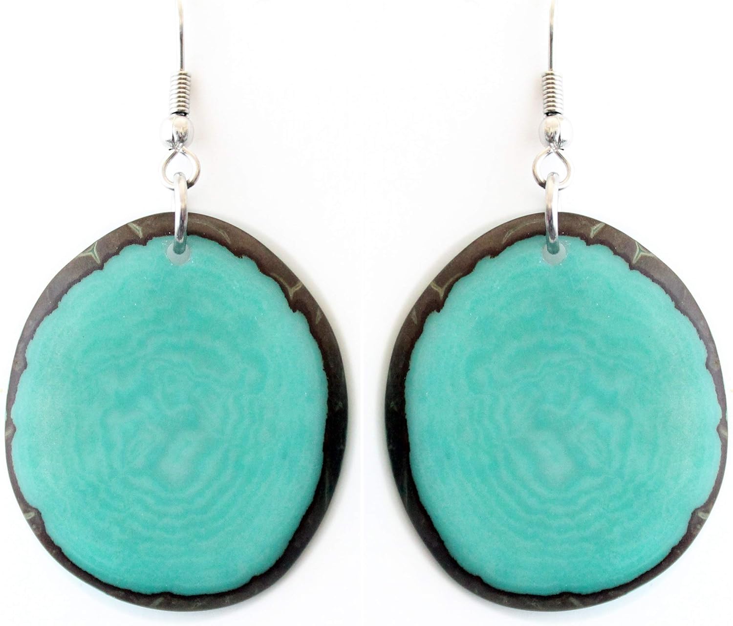 Tagua Earrings Aquamarine Chips Handmade Fair Trade, LIghtweight, by Florama Natural Jewelry
