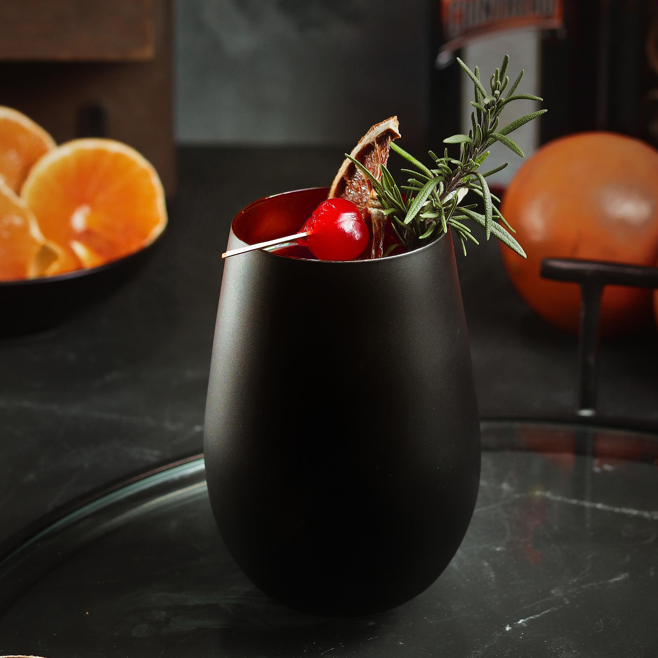 Stölzle Lausitz Elements Metallic Wassergläser Schwarz-Rot 465 ml, 6er-Set | Schwarz-rote Wasser-, Saft- und Allroundgläser für Cocktails und Getränke, aus Kristallglas, stoßfest & spülmaschinengeeignet