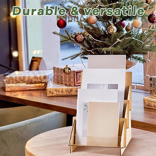 Miniatura 7 de Soporte de madera multiusos para tarjetas de felicitación, 2 unidades, para eventos de proveedores, revistas, organizador de literatura (9 x 9.6 x