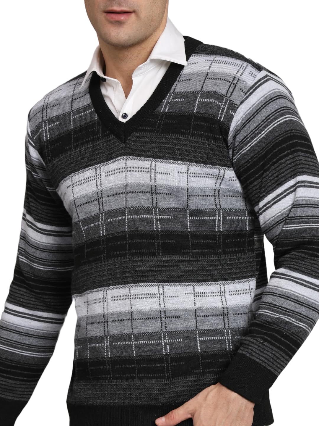 ekools Men's Winterwear Woolen Striped Cardigans Sweaters (4051_eK)-picture-13