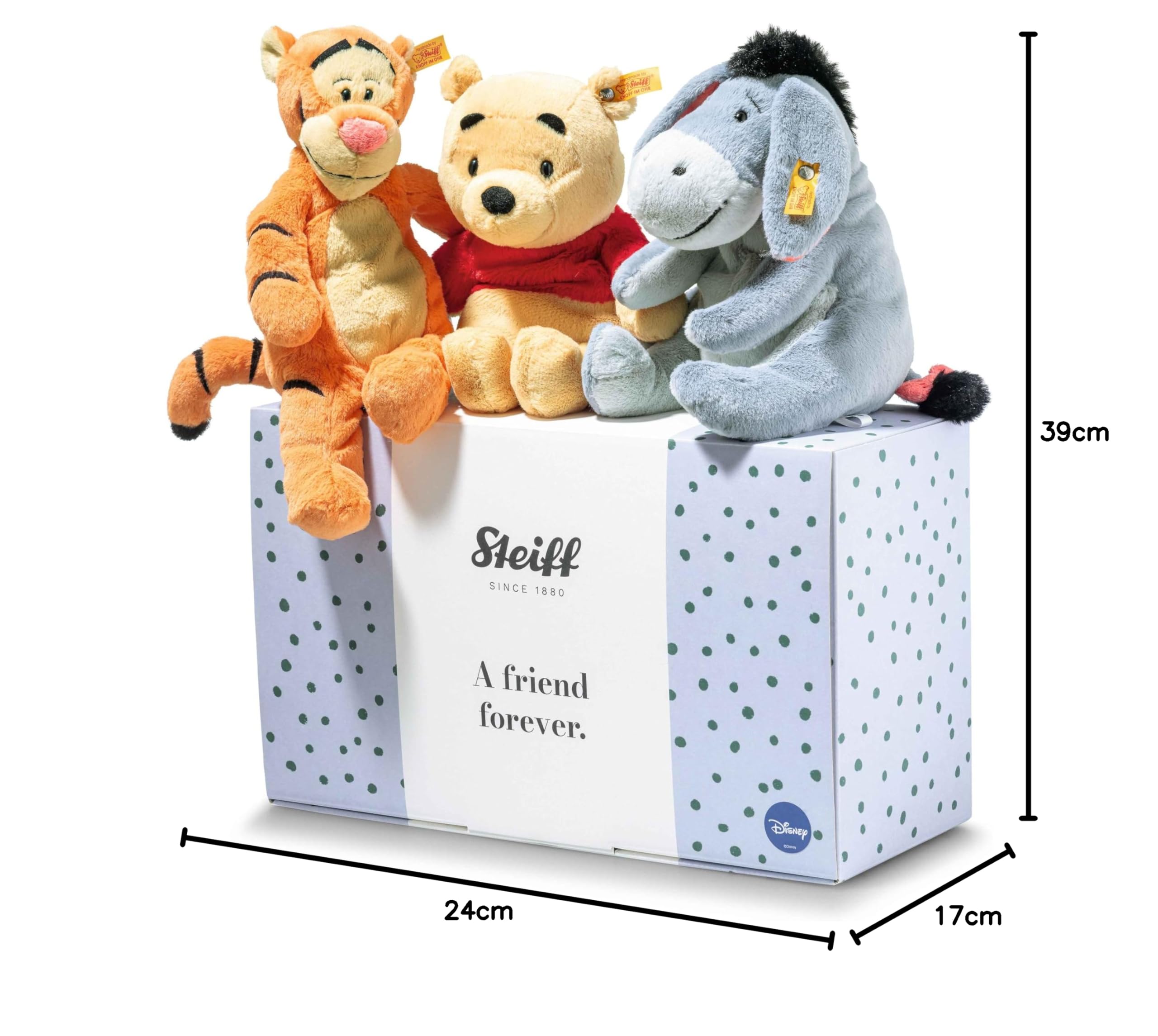 Steiff Zestaw upominkowy Kubuś Puchatek, tygrys i I-Aah, 3-częściowy, słodkie pluszaki, chłopcy, dziewczynki i niemowlęta od 0 miesięcy, Soft Cuddly Friends, pluszowe zwierzątka, wielokolorowe, 708046