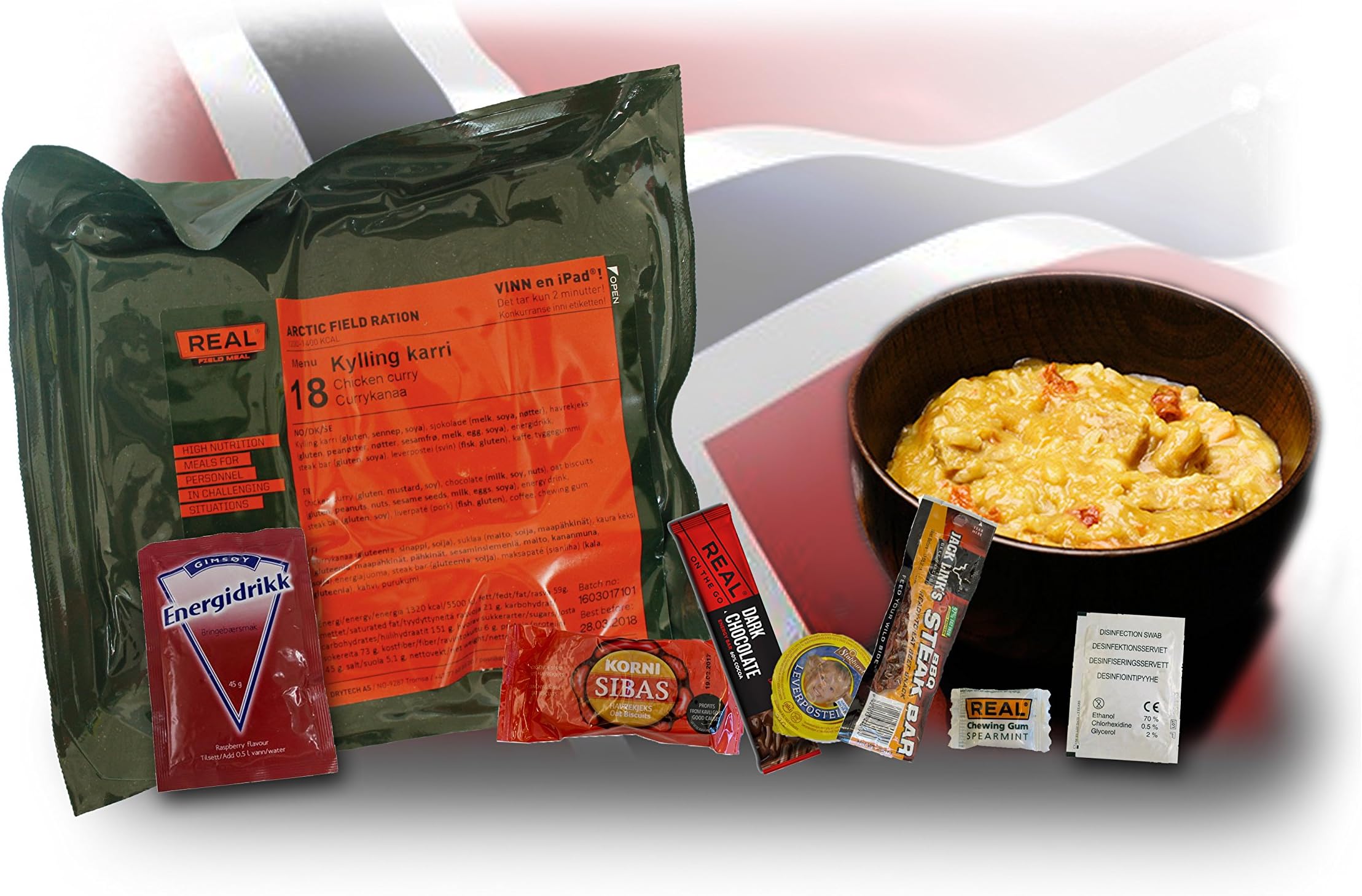REAL FIELD MEAL 1x Orig Norwegian Field of Chicken Curry # 18 320g Emergency Provisions