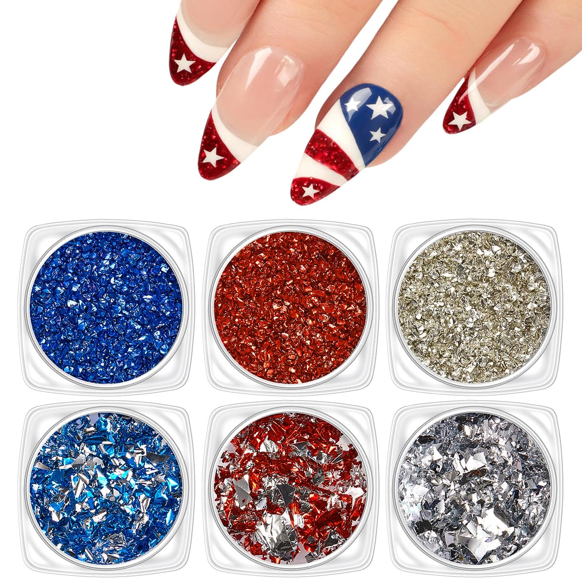 Nail Art Glitter Nail Sequins Glitter Metallic Shining Flakes Powder Sequins Nail Art Foil Flakes Manicure Tips Nail Art DIY at Home Nail Supplies Nail Decorations Accessories