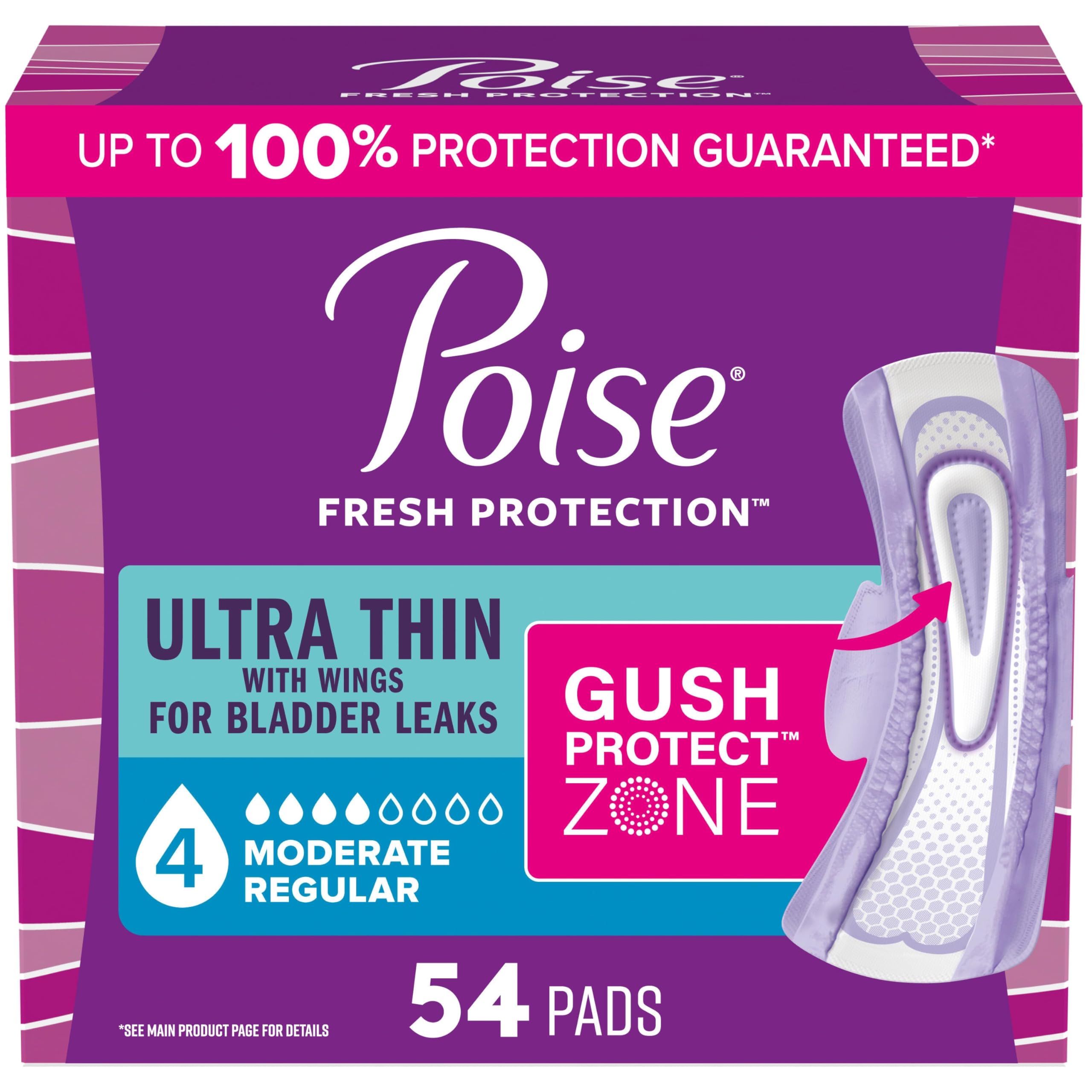 Poise Ultra Thin Pads with Wings