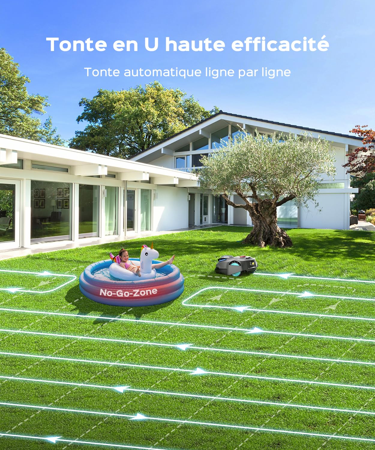 YARDCARE N1600PRO – Robot Tondeuse sans Fil périphérique avec Navigation RTK & Vision IA, pour Jardins Jusqu’à 1600 m² (Tonte systématique en U, Gestion Multi-Zones, réglage de la Hauteur Via app)