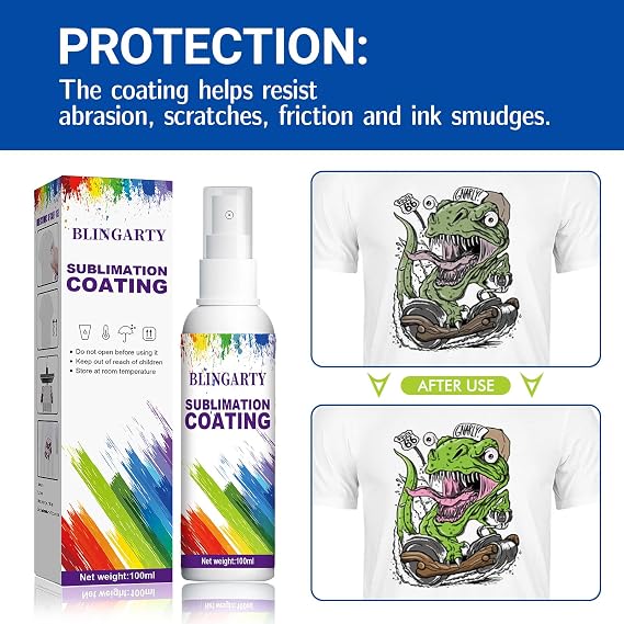 Sublimation Coating Spray, Sublimation Spray for Cotton Shirts, Polyester, T-Shirts, Carton, Wood Canvas, Handbag, Quick Dry & Super Adhesion, High Gloss Sublimation Coating for All Fabric 2X100ML