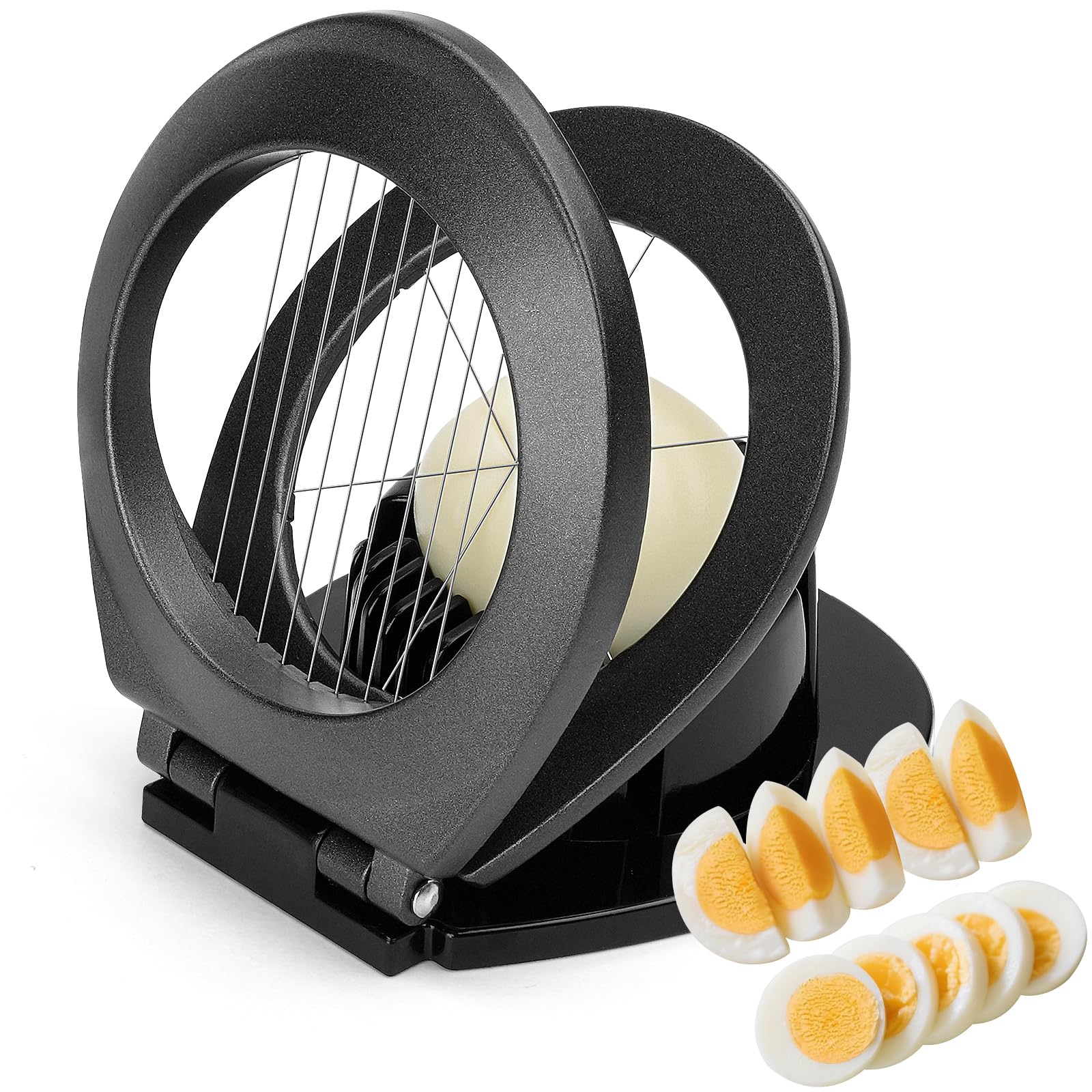 BIBURY Eierschneider aus Edelstahl, Eischneidewerkzeug, 2 in 1 Eierschneider Metall aus 304 Edelstahl, Professional Egg Slicer Schneider für Eier, Erdbeeren, weiches Obst(spülmaschinenfest)