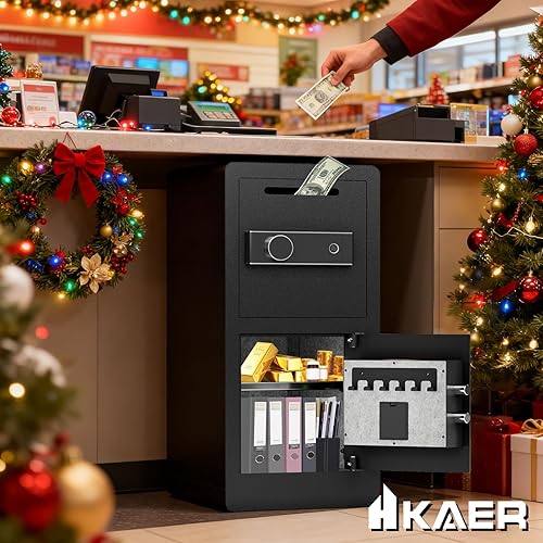 Miniatura 2 de Caja fuerte resistente de doble puerta, extra grande impermeable con caja de bloqueo oculta, estantes extraíbles y bolsa ignífuga gratis para el