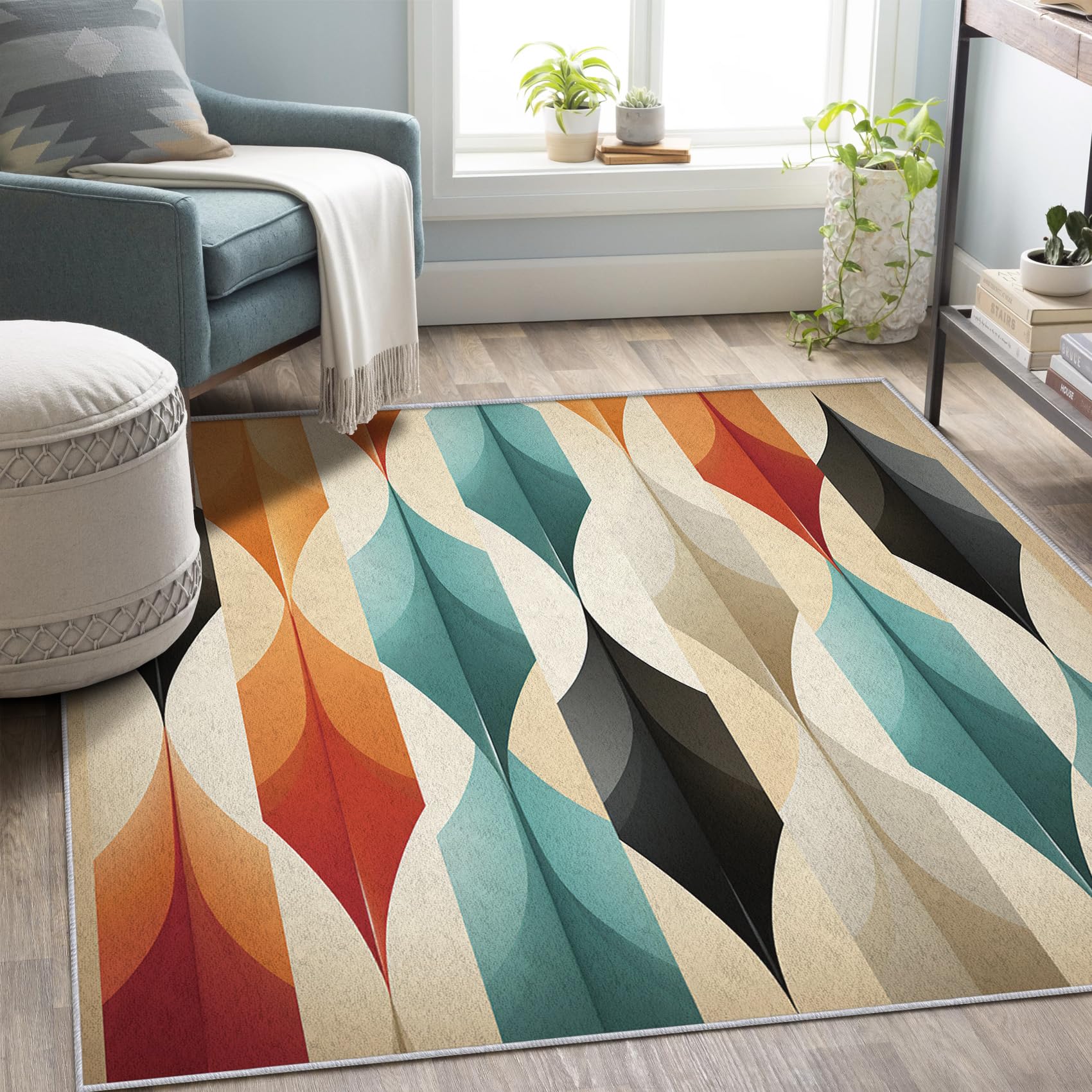 Amazon.com: Mid Century Rugs for Living Room 7x7, Retro Geometric