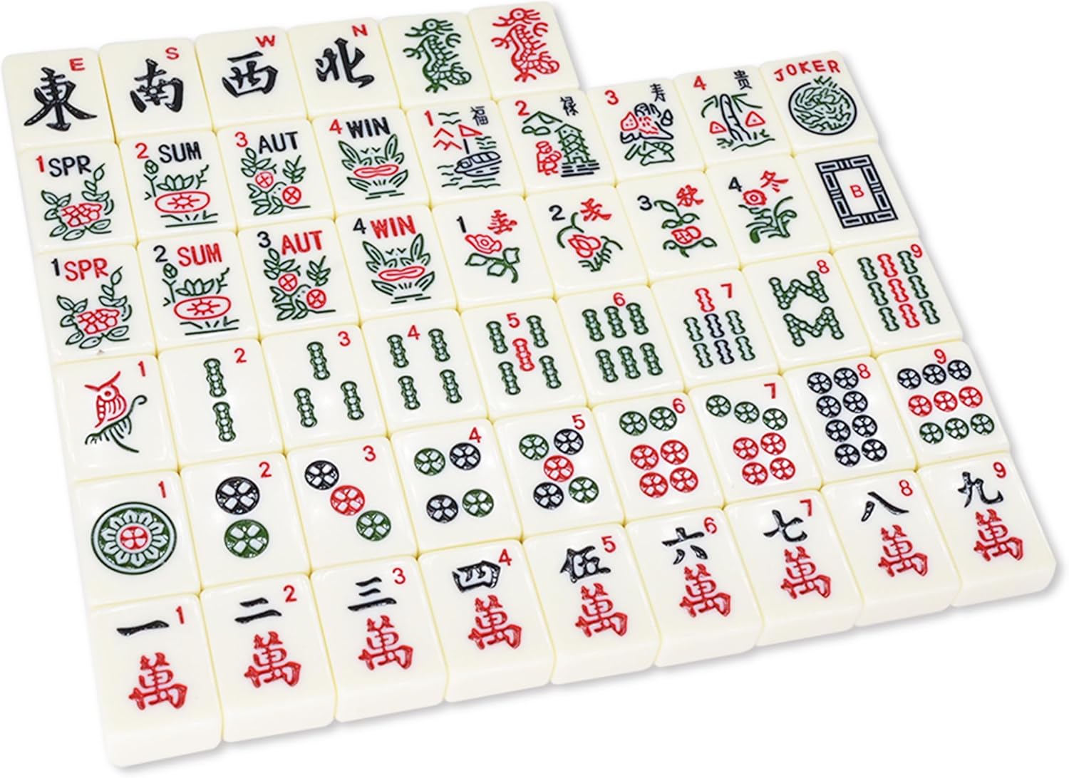 drizzle 1.2in Mahjong Set - 166 Medium Size Tiles with Instructions - American Table Game with Panda Bag - Home Family Dorm Party for Leisure Time - Mah Jong 麻将