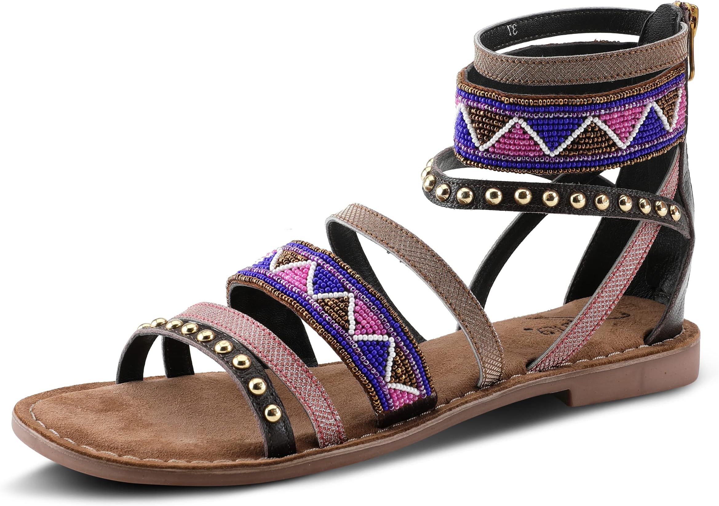 LFDHSFAzura Women's Belalia-Aztec Flat Sandal Brown Multi EU 38 / US 7.5-8