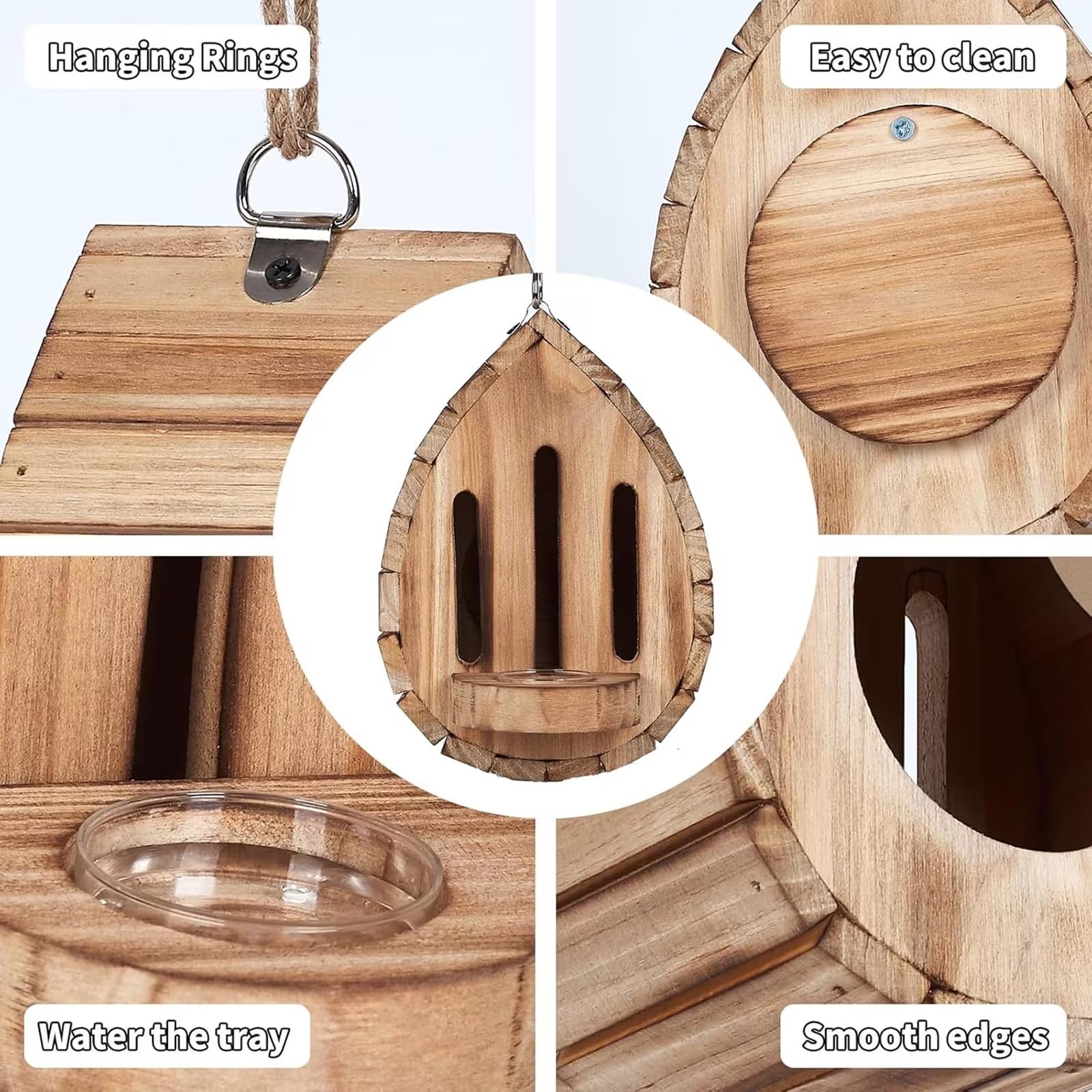 Casetta Per Farfalle Da Giardino, Mangiatoia In Legno A Goccia Da Appendere, Rifugio Esterno Resistente Alle Intemperie (2pcs)