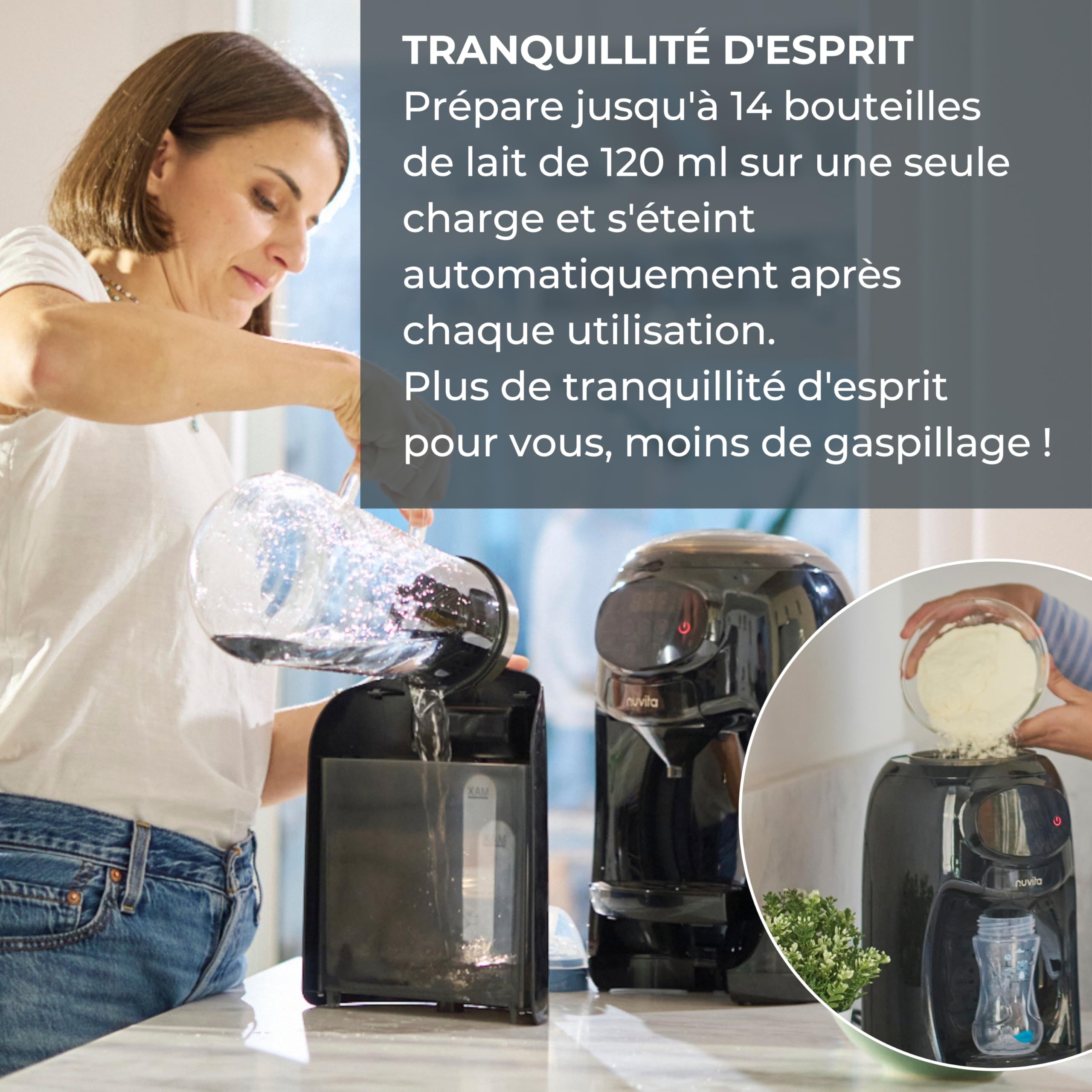 Nuvita 1180 Lattespresso - Préparateur Instantané de Lait en Poudre, Dosage, Chauffage et Mélange Précis, 4 Températures Sélectionnables, Compatible avec la plupart des Marques de Lait en Poudre