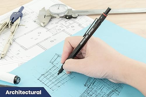 Vista 42 de Pacific Arc Chromagraph - Portaminas de metal de 0.028 in, barril plateado, con indicador de grado de lápiz integrado, soporte para lápiz de plomo