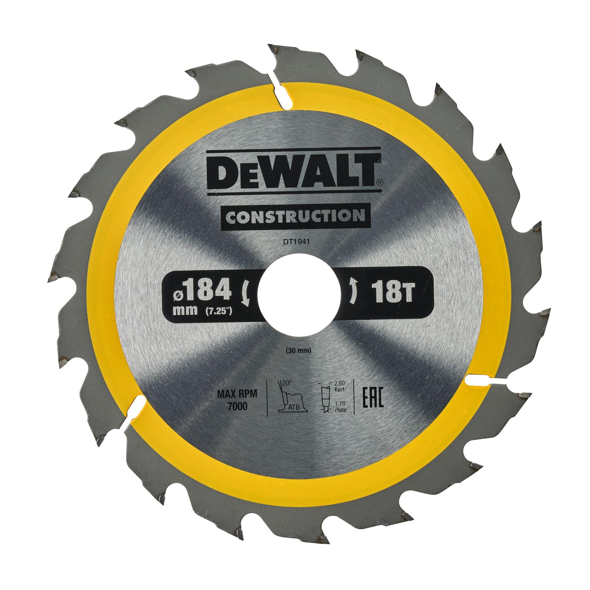Dewalt Dt1941-Qz Portable Construction Circular Saw Blade 184 X 30Mm X 18T