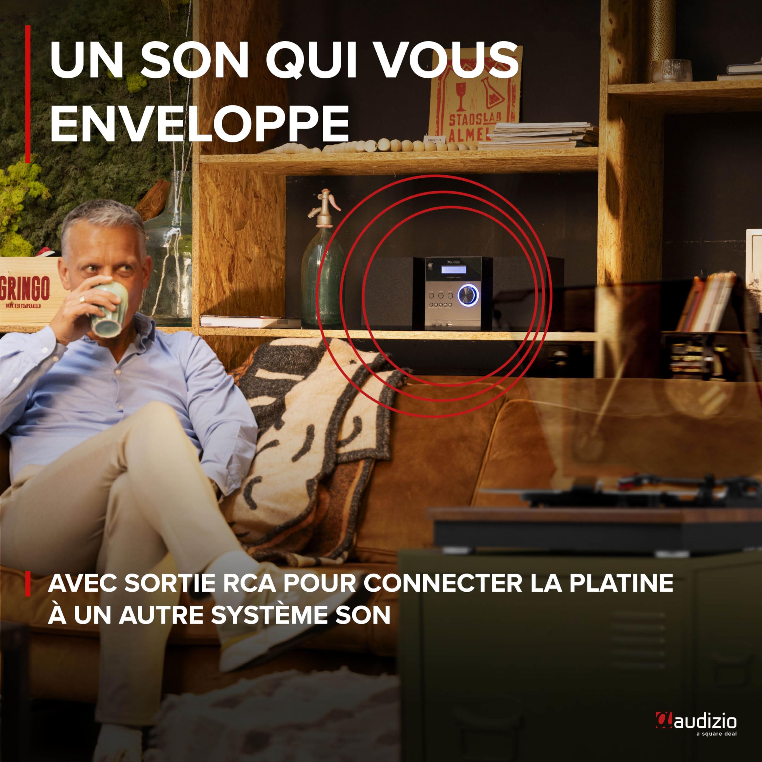 Audizio RP112AL Platine Vinyle Bluetooth in & Out - Chêne, Haut-parleurs stéréo intégrés, Lecture disques 33, 45 et 78 Tours, Une Platine idéale pour décorer et écouter Vos vinyles