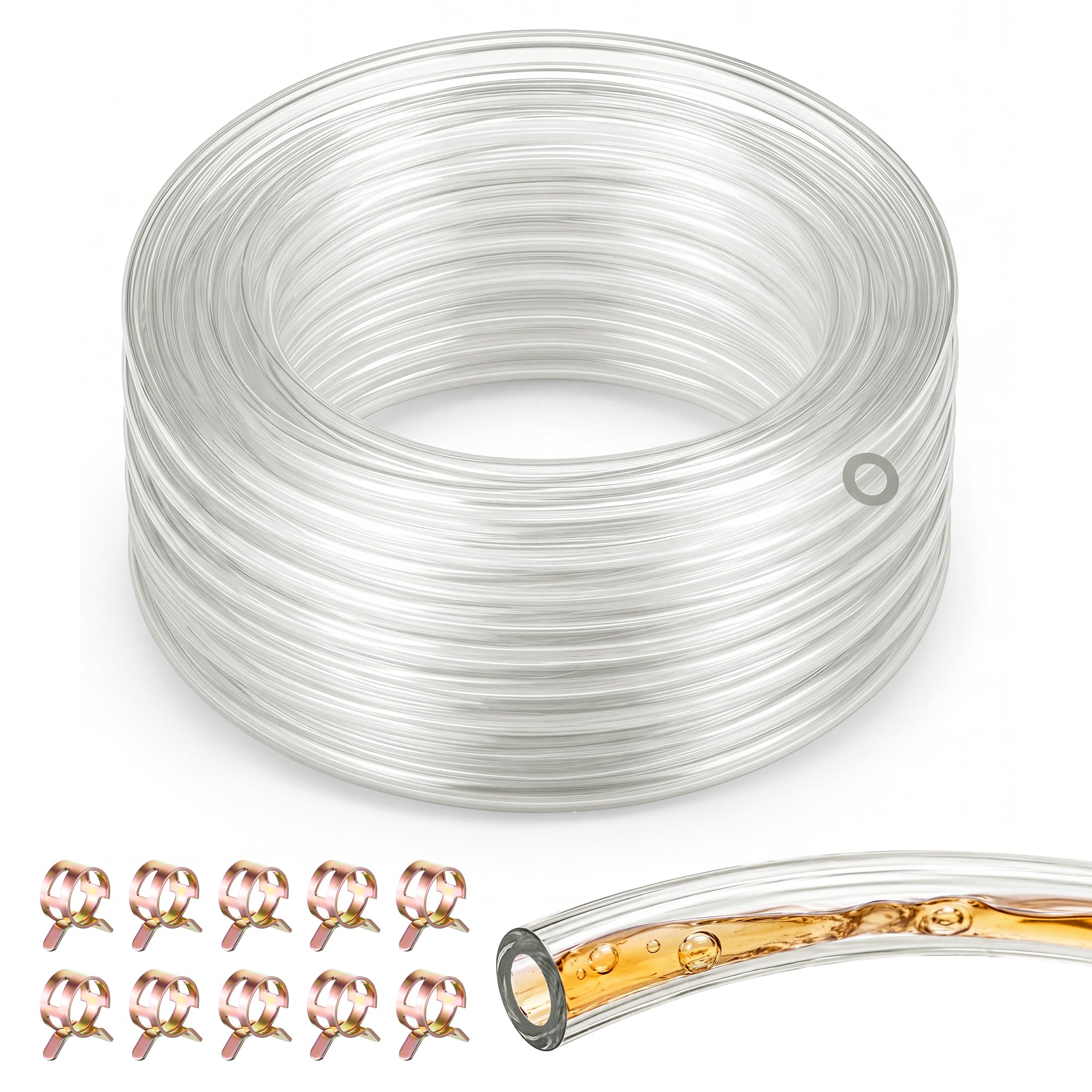 Fuel Line 1/4" ID x 7/16" OD, 30 ft Clear PVC Hose for Small Engines