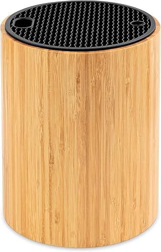 Diosbles Bloque de cuchillos universal de bambú con ranuras para tijeras y varilla de afilar soporte redondo de almacenamiento de cuchillos de disponible en Yaxa Colombia