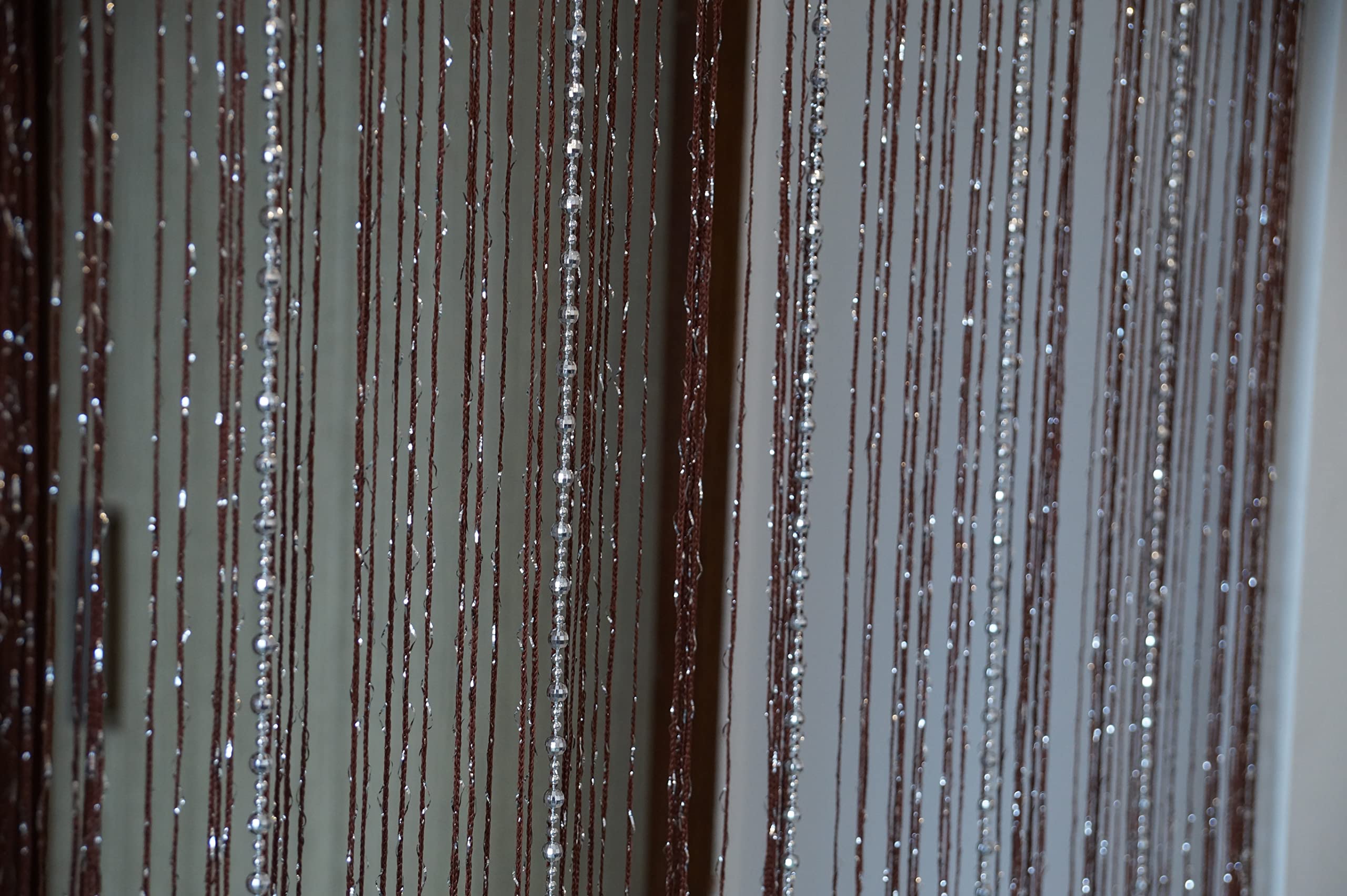 PINDIA Decorative Thread Curtain with Silver Sparkling Bead Fancy Room Divider - 7FT, Sparkle Brown (B0BVQN18HD) Amazon Price History, Amazon Price Tracker